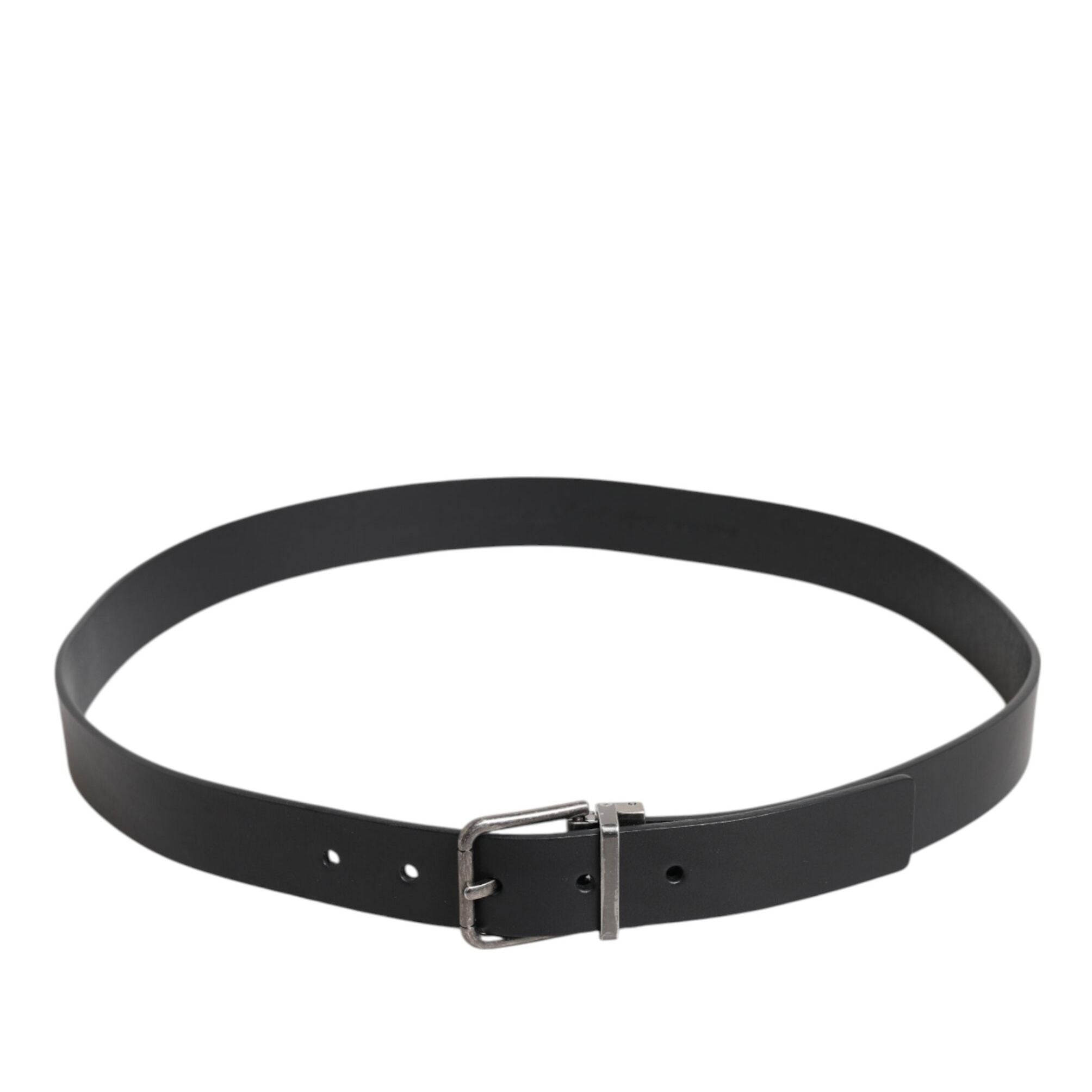 Dolce & Gabbana Black Classic Leather Metal Buckle Belt