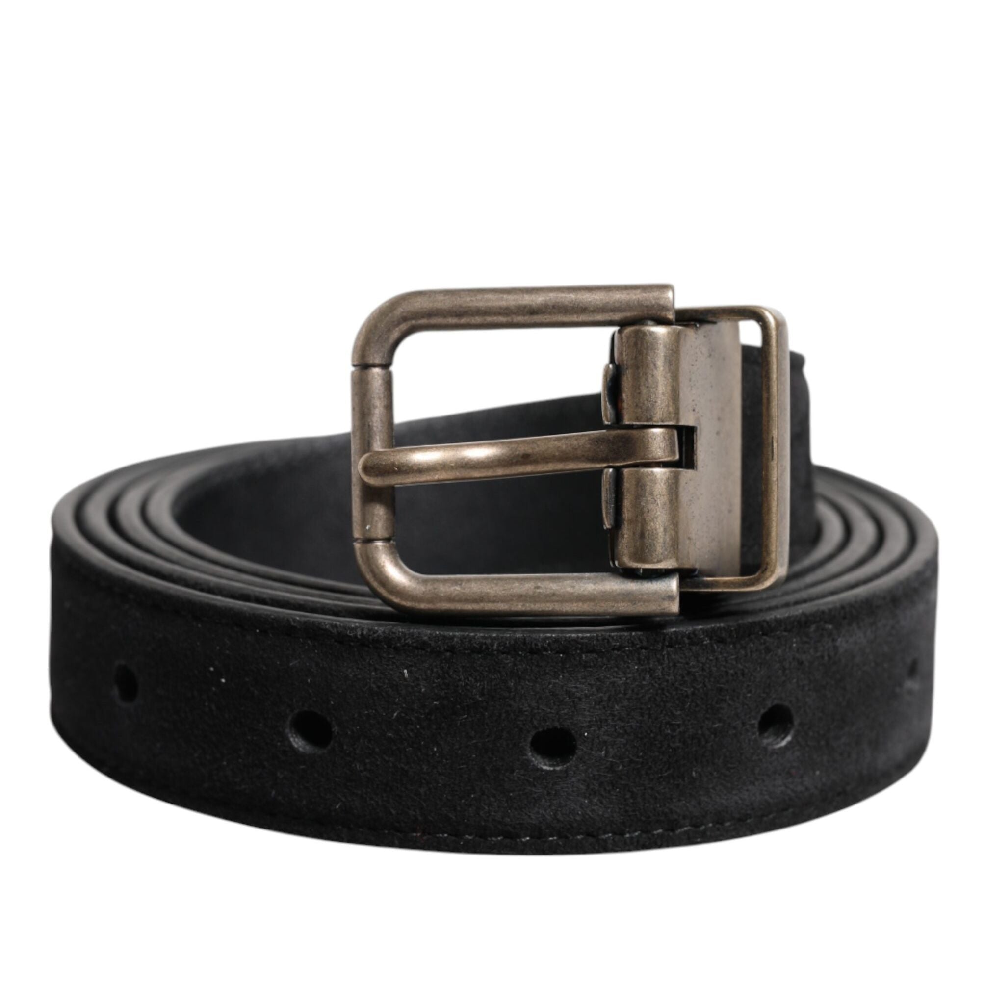 Dolce & Gabbana Black Calf Leather Classic Metal Buckle Belt