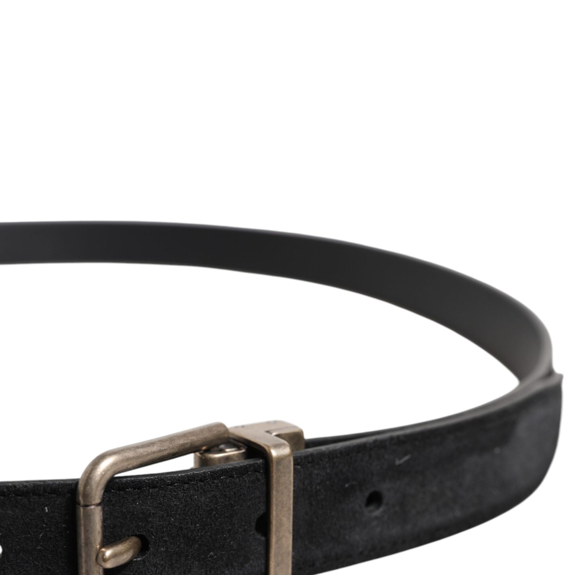 Dolce & Gabbana Black Calf Leather Classic Metal Buckle Belt