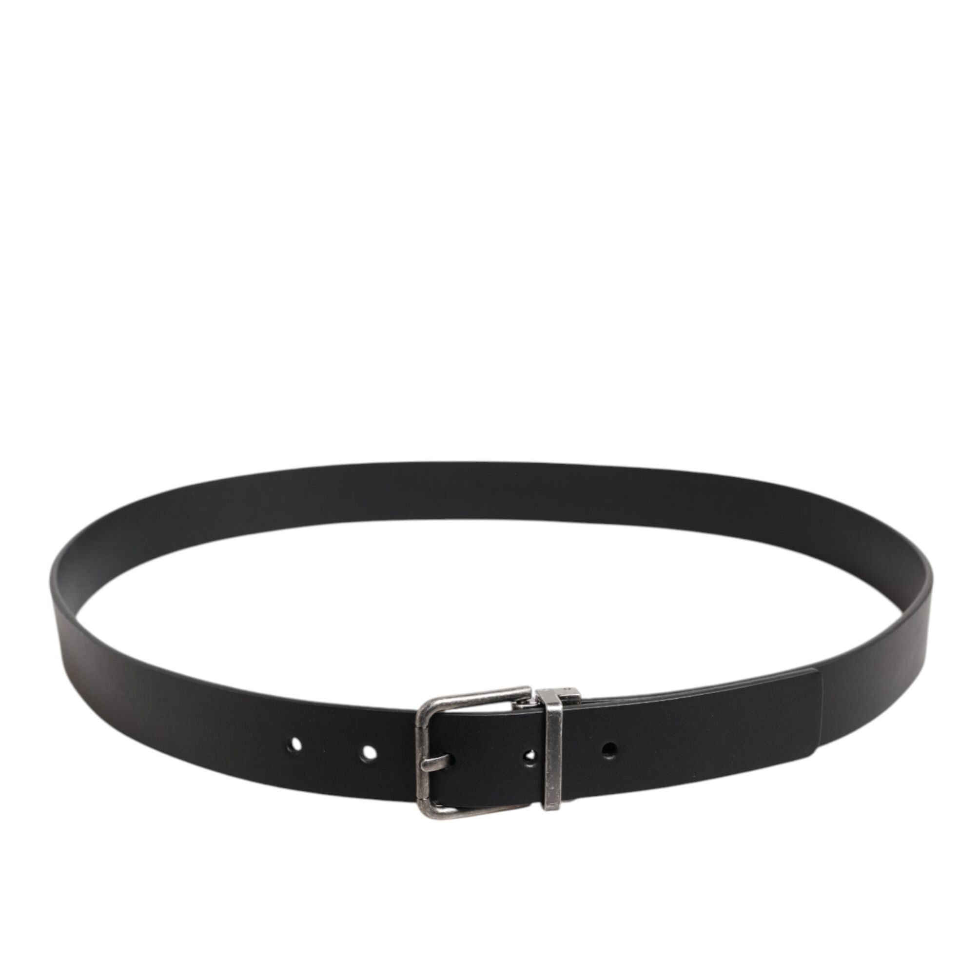 Dolce & Gabbana Black Classic Leather Metal Buckle Belt