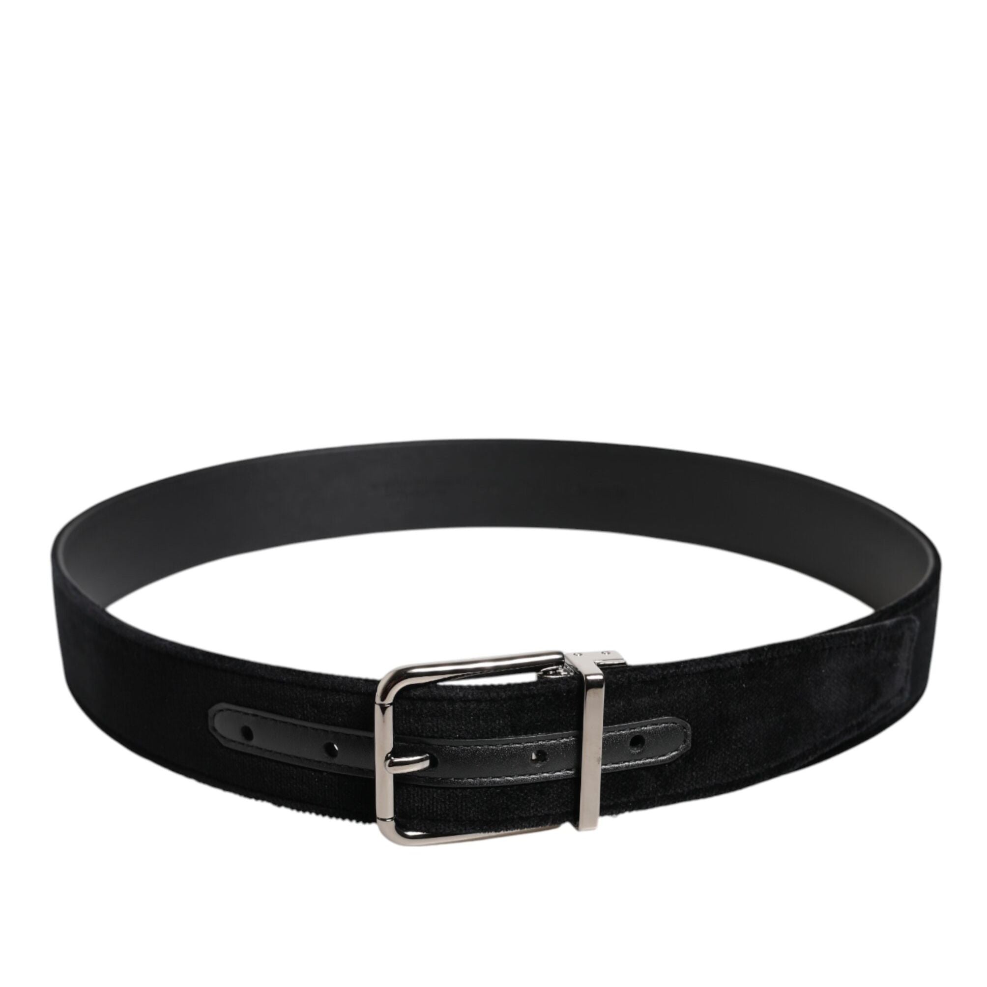 Dolce & Gabbana Black Cotton Silver Metal Buckle Belt