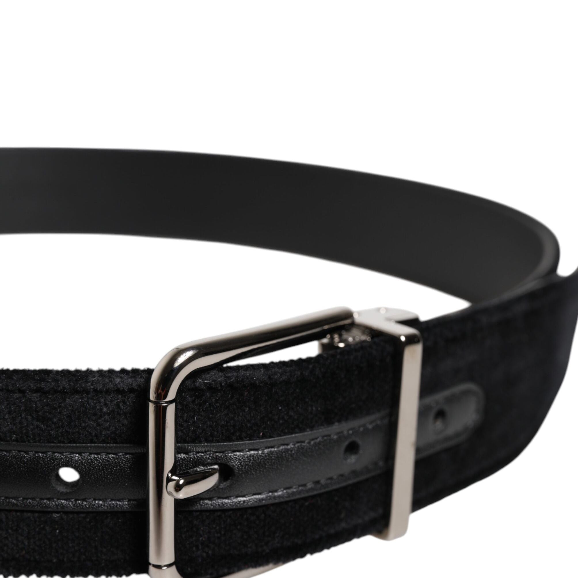 Dolce & Gabbana Black Cotton Silver Metal Buckle Belt