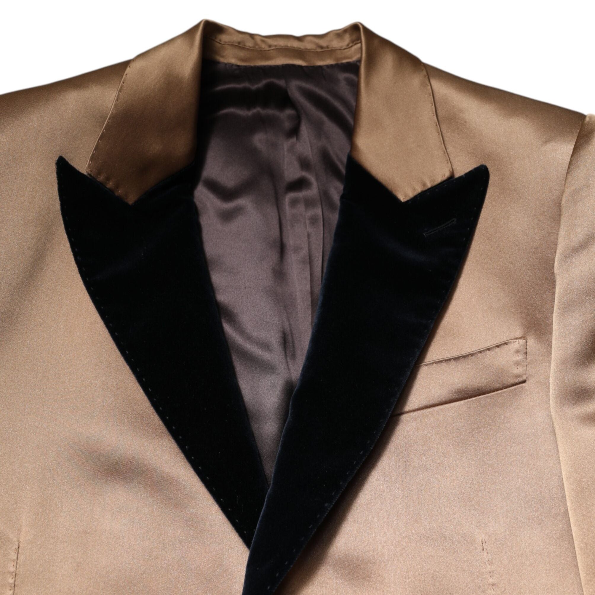 Dolce & Gabbana Brown Silk Single Breasted Trench Coat Jacket