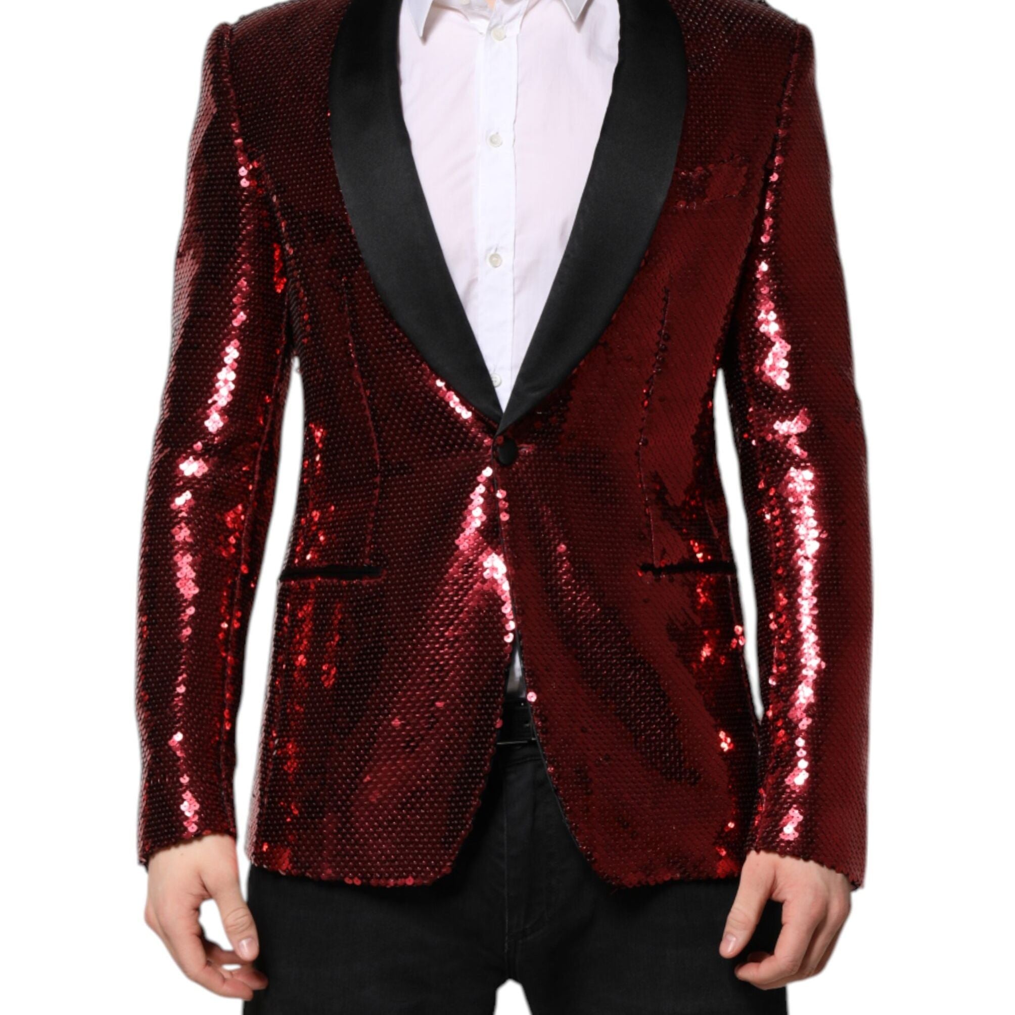 Dolce & Gabbana Red SICILIA Sequin Embellish Blazer Jacket