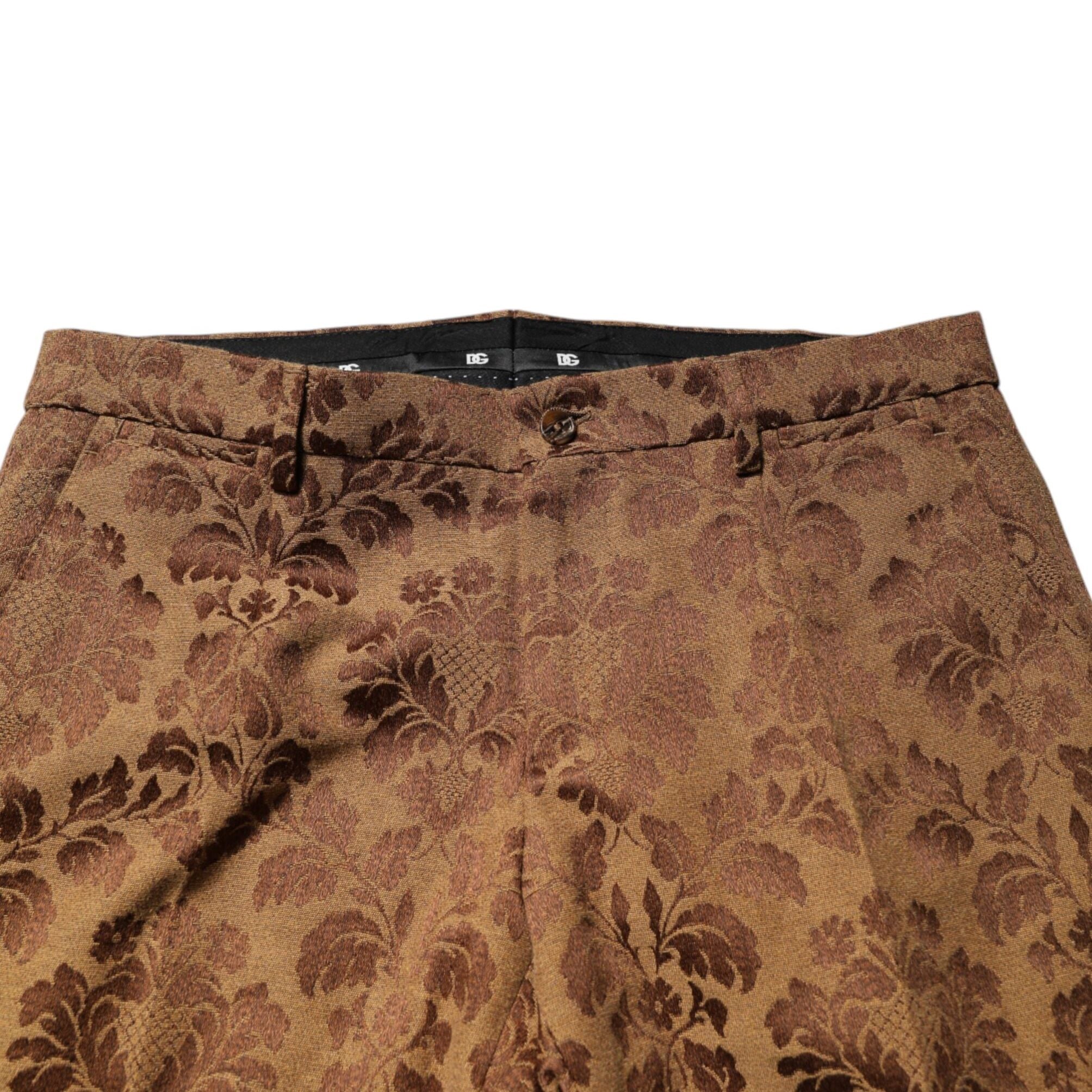 Dolce & Gabbana Brown Floral Jacquard SICILIA 2 Piece Suit