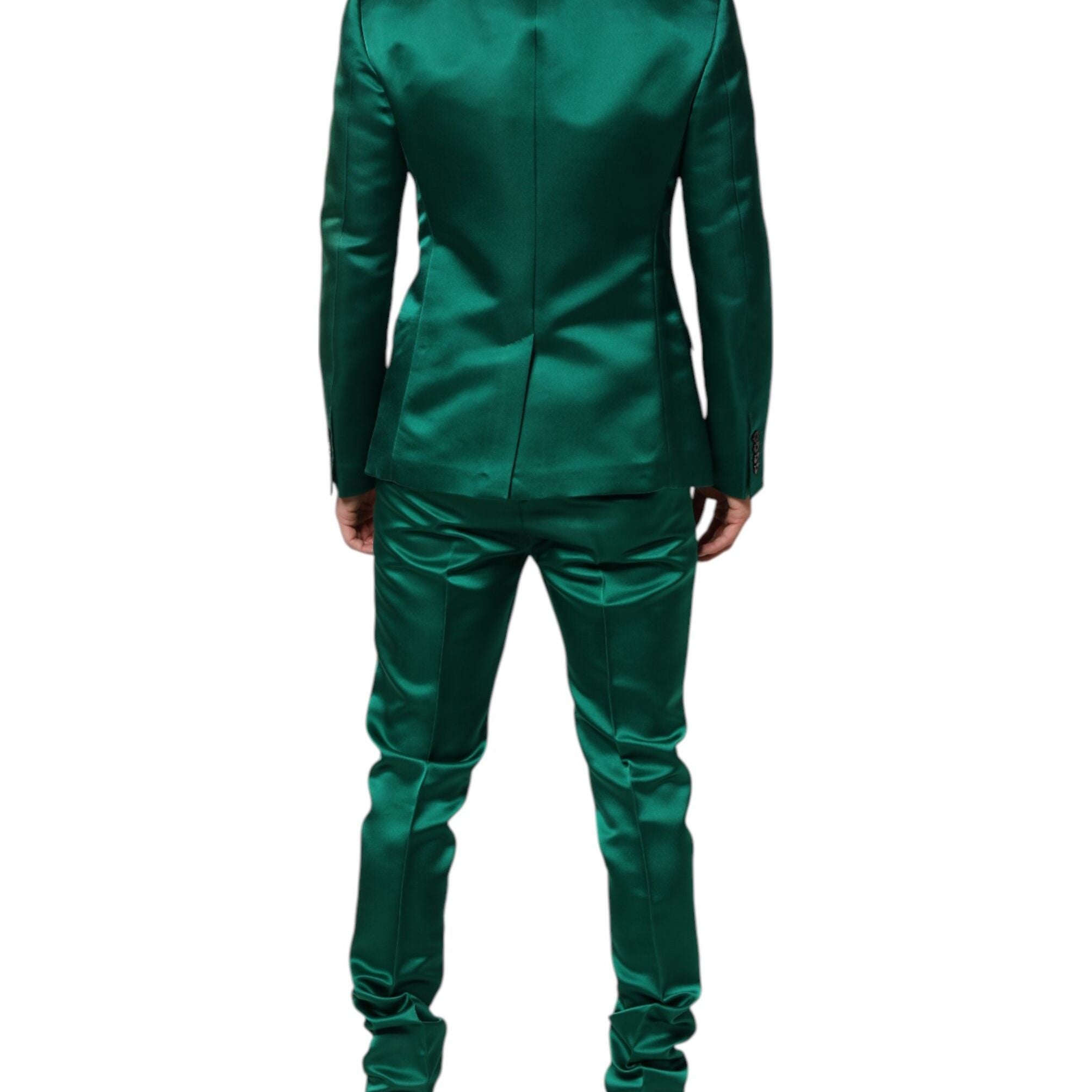 Dolce & Gabbana Green Silk 3 Piece Single Breasted Suit