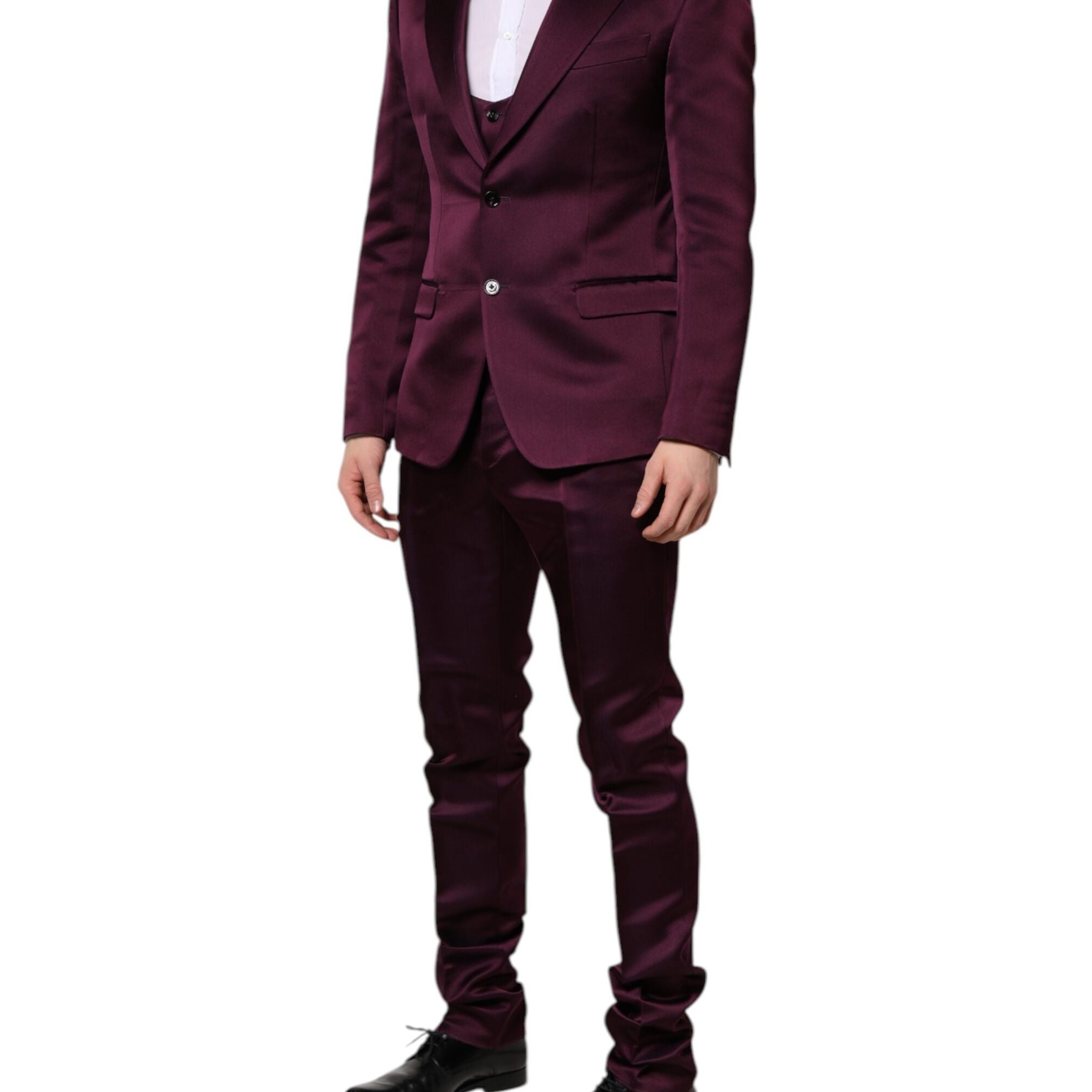 Dolce & Gabbana Dark Purple Silk 3Piece Single Breasted Suit