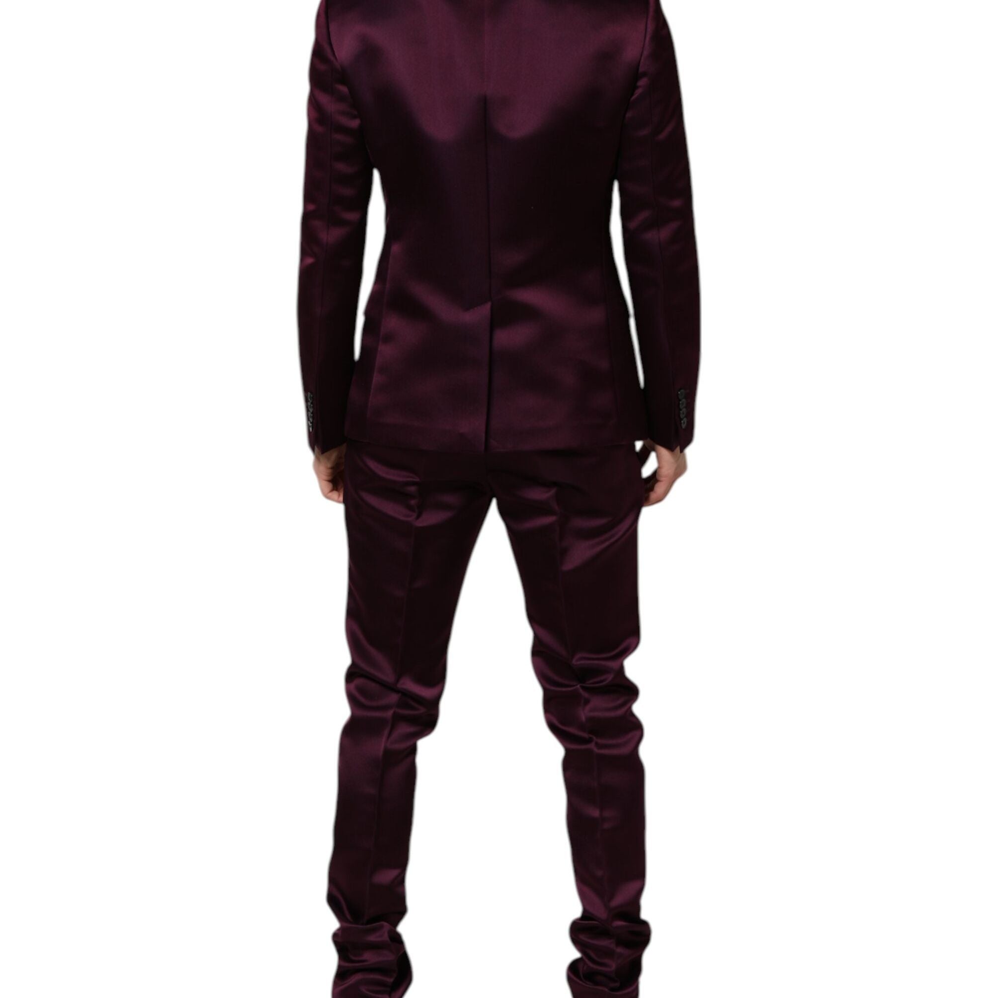 Dolce & Gabbana Dark Purple Silk 3Piece Single Breasted Suit