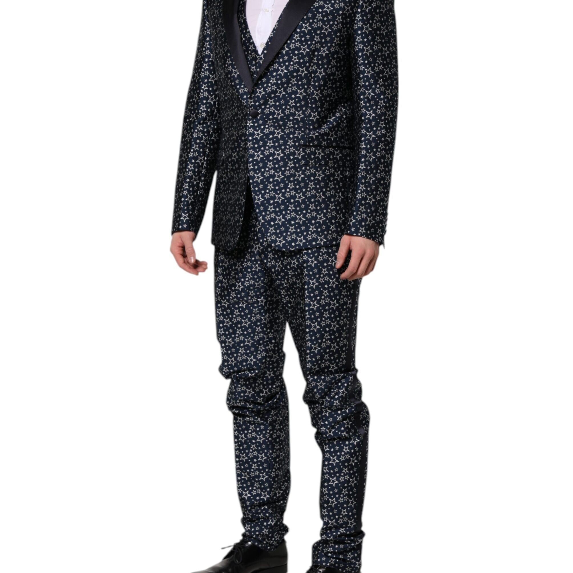 Dolce & Gabbana Blue MARTINI Star Jacquard 3 Piece Suit