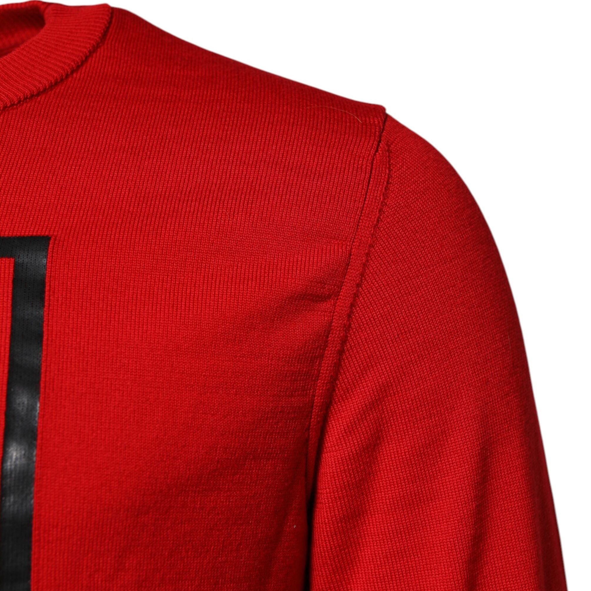 Dolce & Gabbana Red Eye Print Crew Neck Men Pullover Sweater