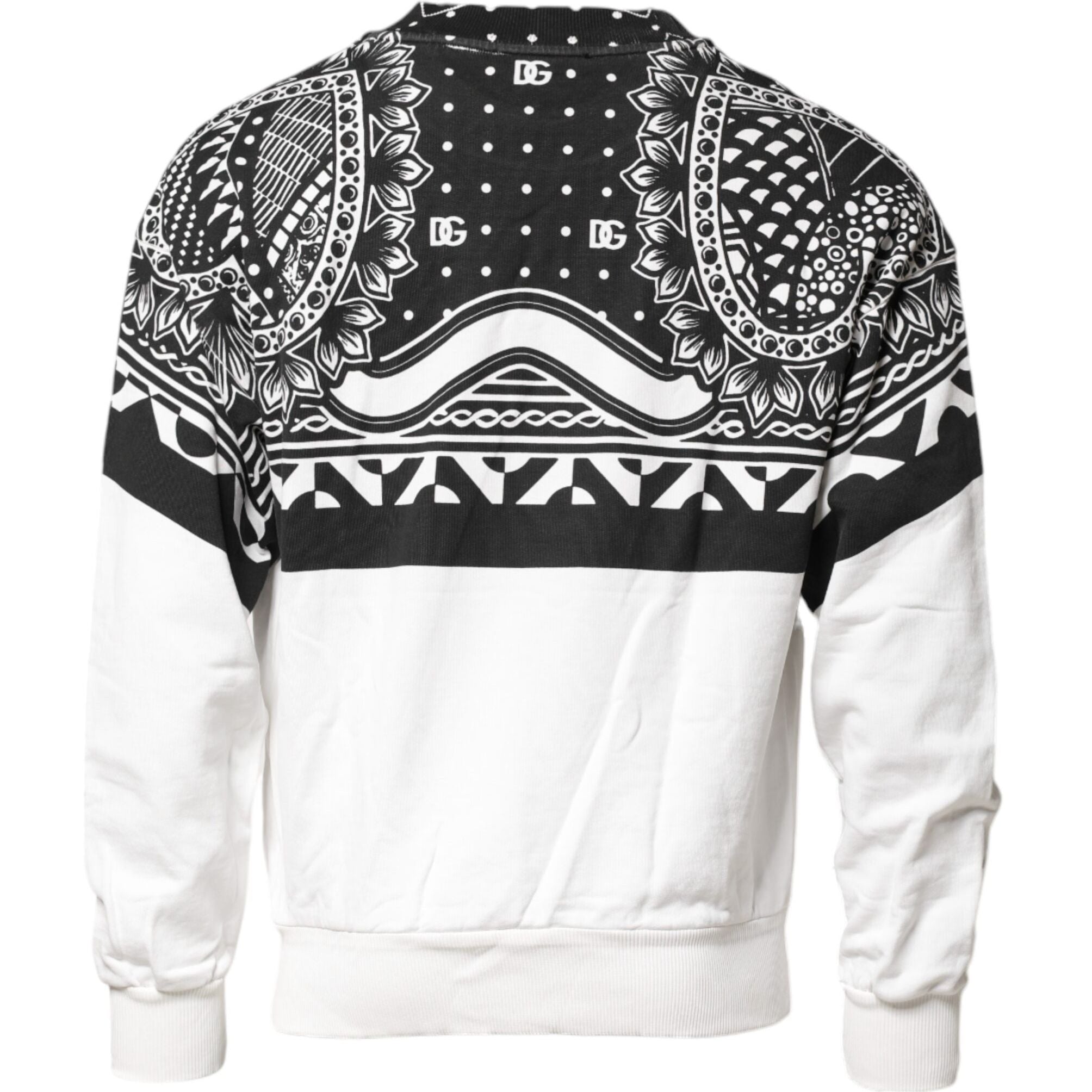 Dolce & Gabbana Black White Bandana Cotton Men Sweatshirt Sweater
