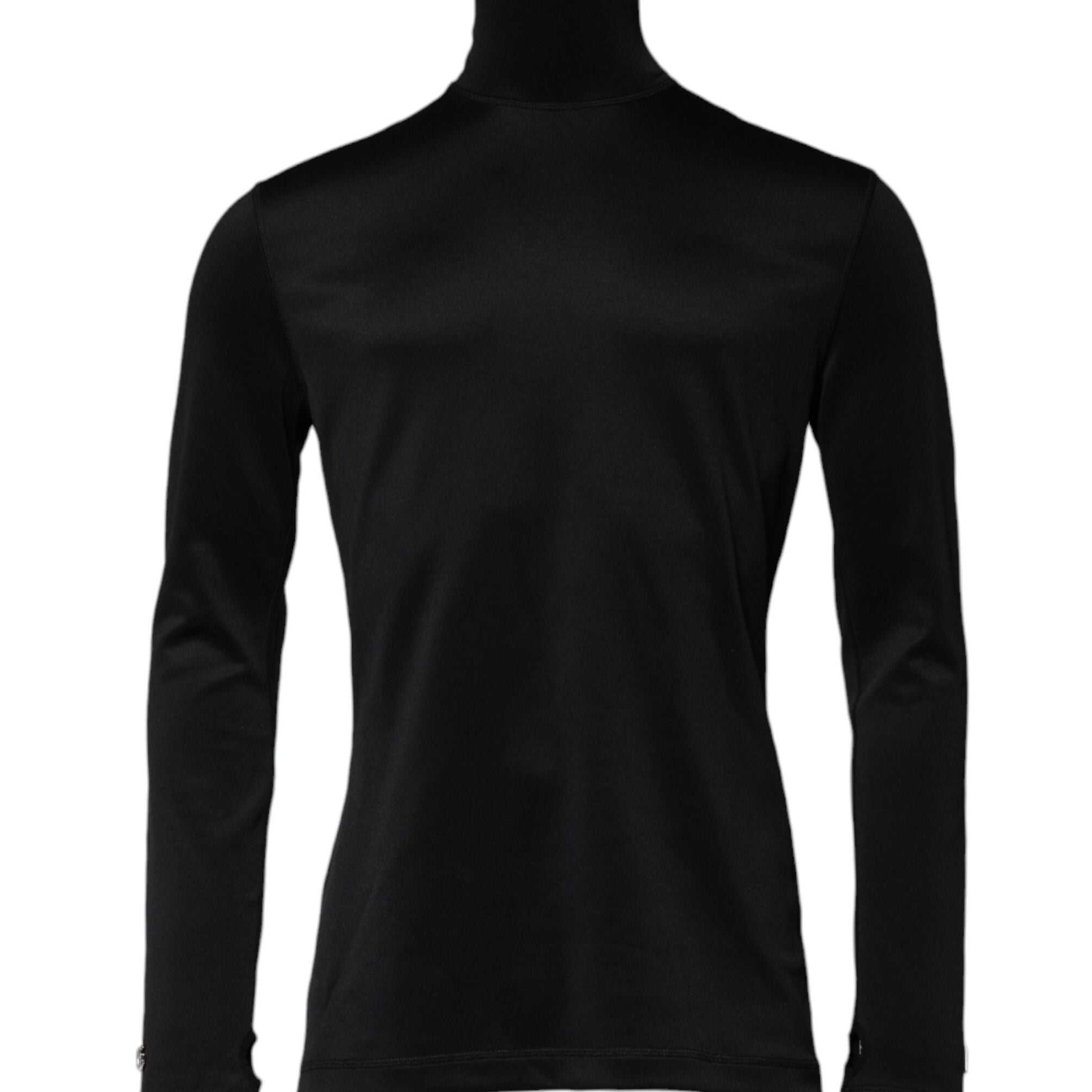 Dolce & Gabbana Black Polyester Turtleneck Pullover Sweater