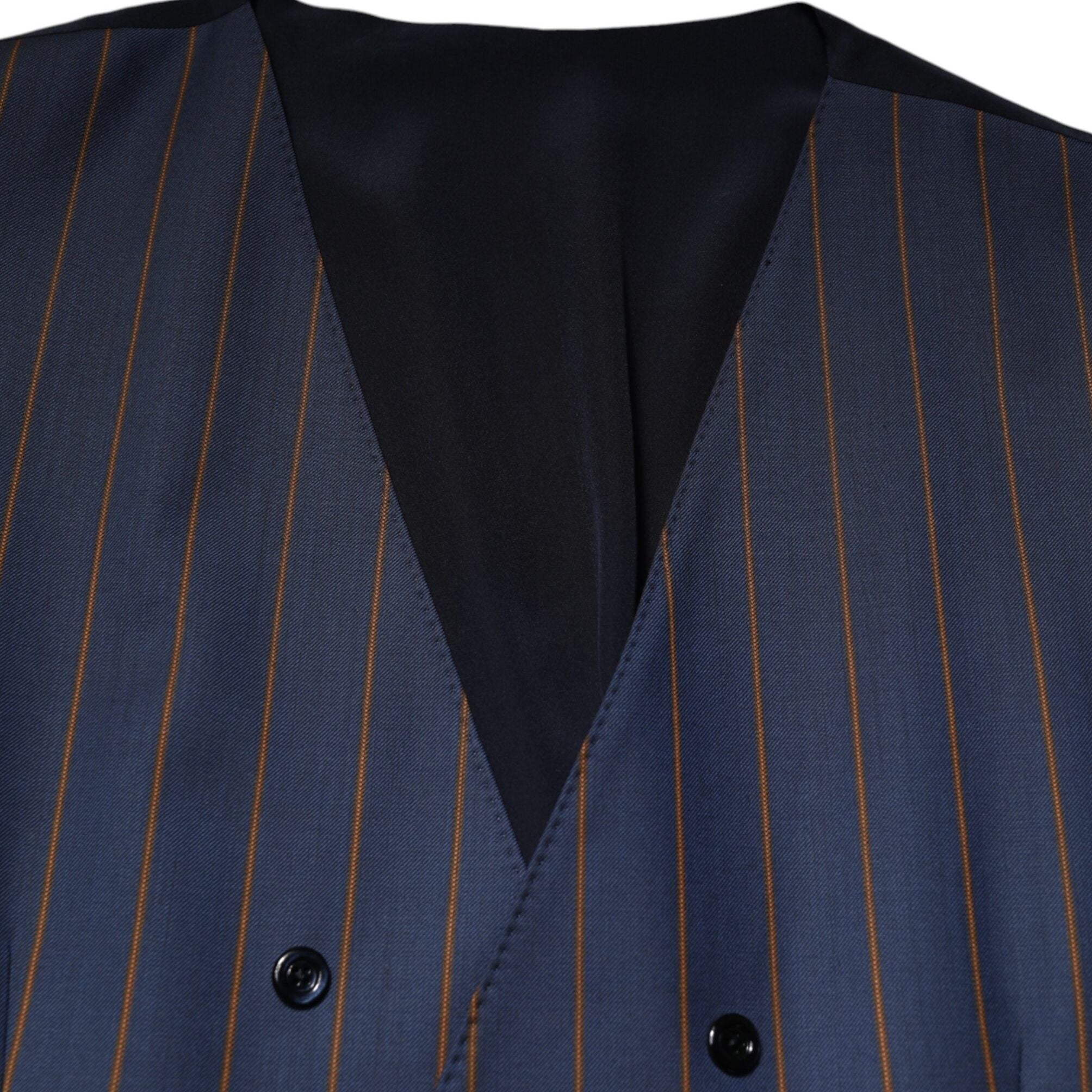 Dolce & Gabbana Blue Stripes Wool Formal Men Waistcoat Vest