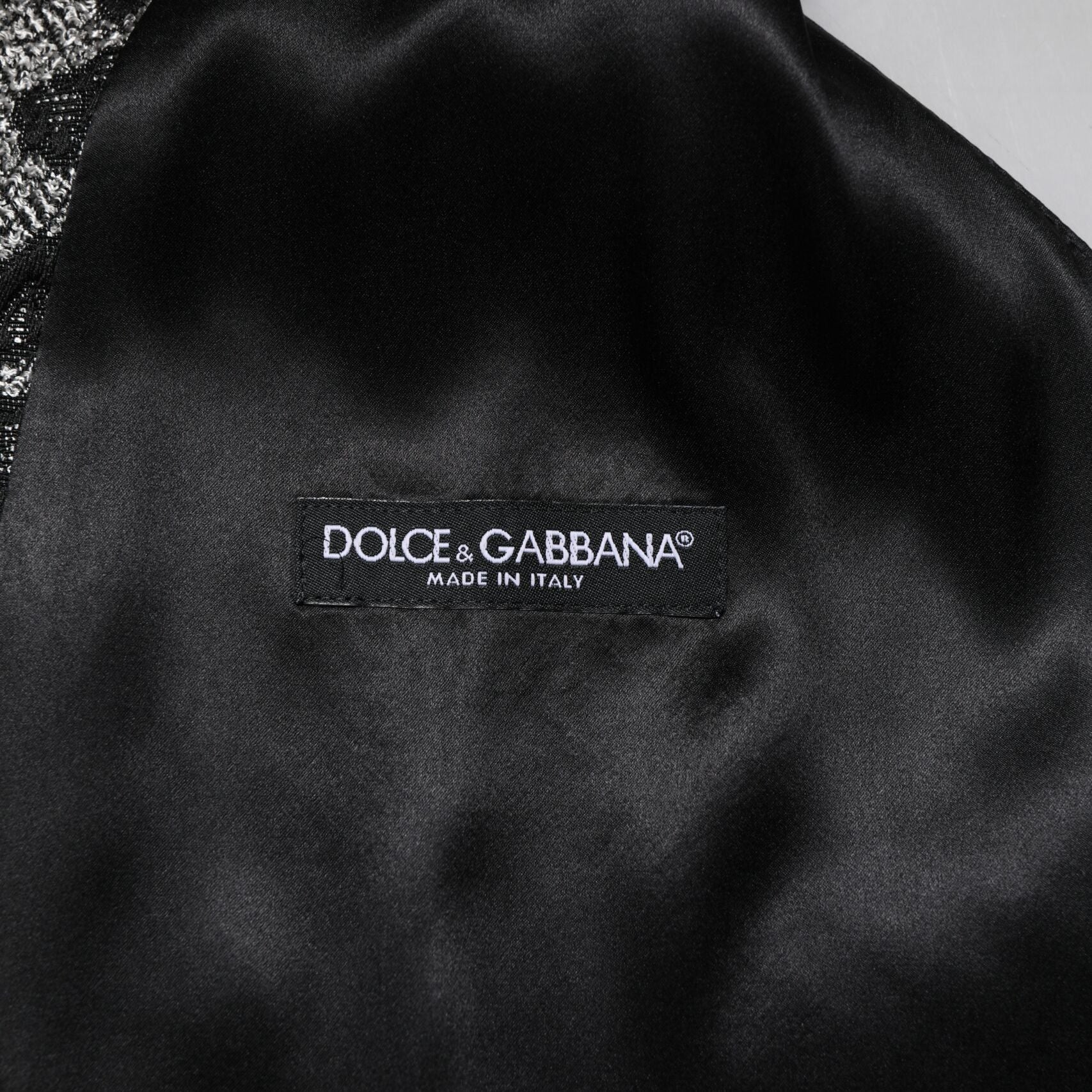 Dolce & Gabbana Black Gray Brocade Formal Men Waistcoat Vest