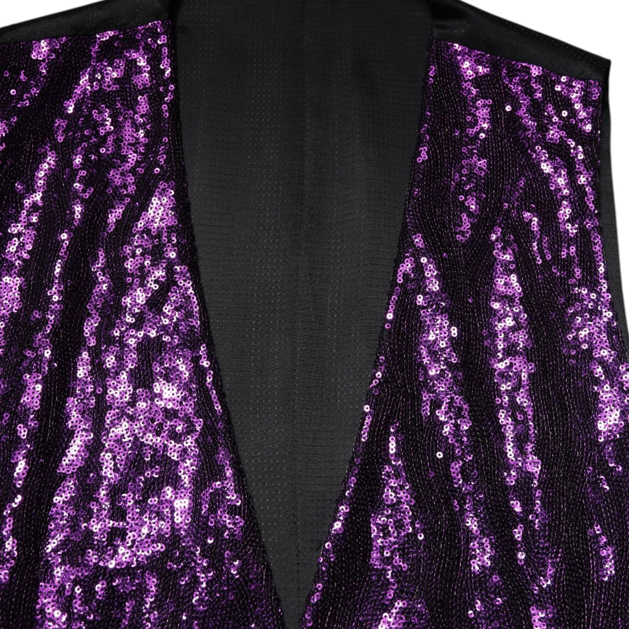 Dolce & Gabbana Purple Sequined Dress Formal Waistcoat Vest