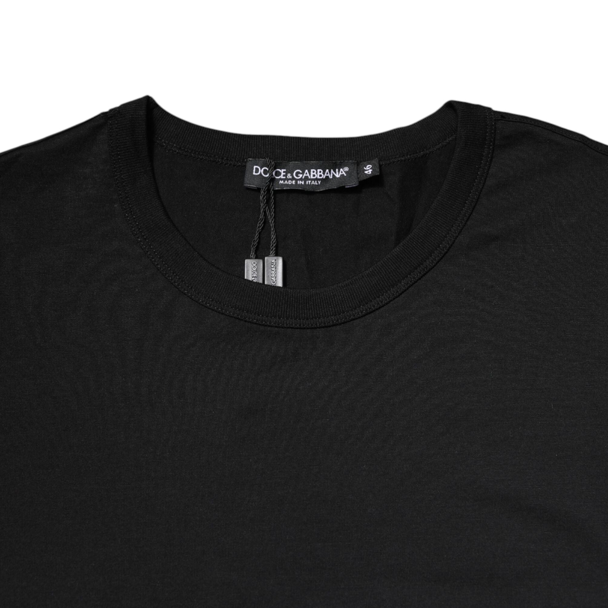 Dolce & Gabbana Black Cotton Short Sleeves Round Neck T-shirt