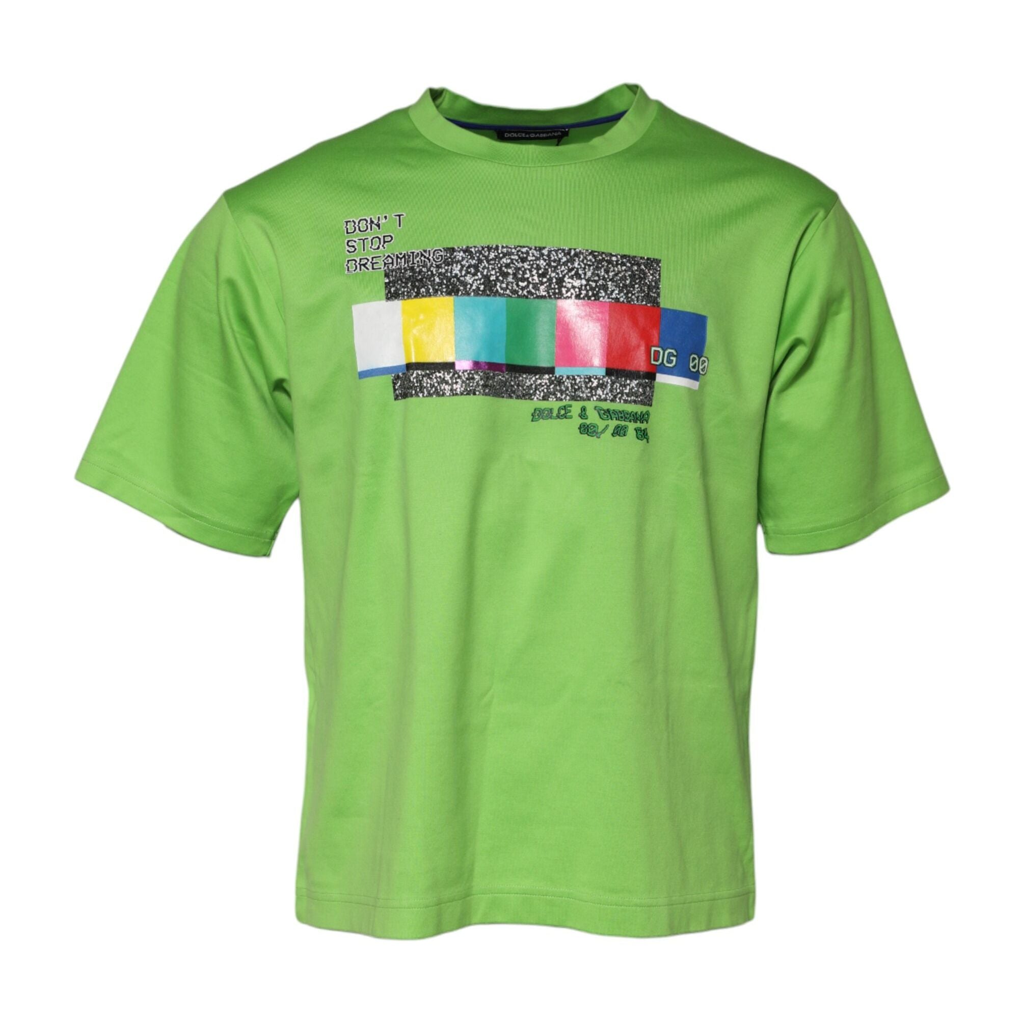 Dolce & Gabbana Green Graphic Printed Round Neck T-shirt