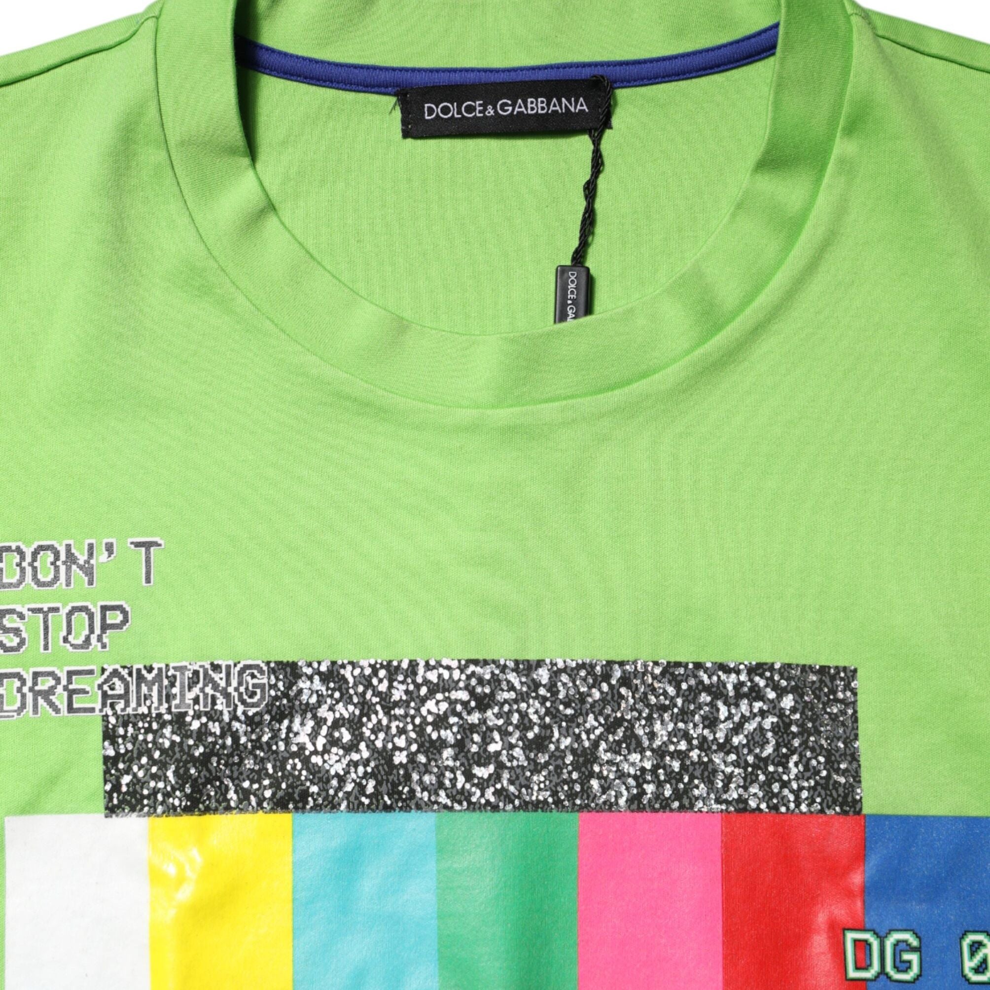 Dolce & Gabbana Green Graphic Printed Round Neck T-shirt