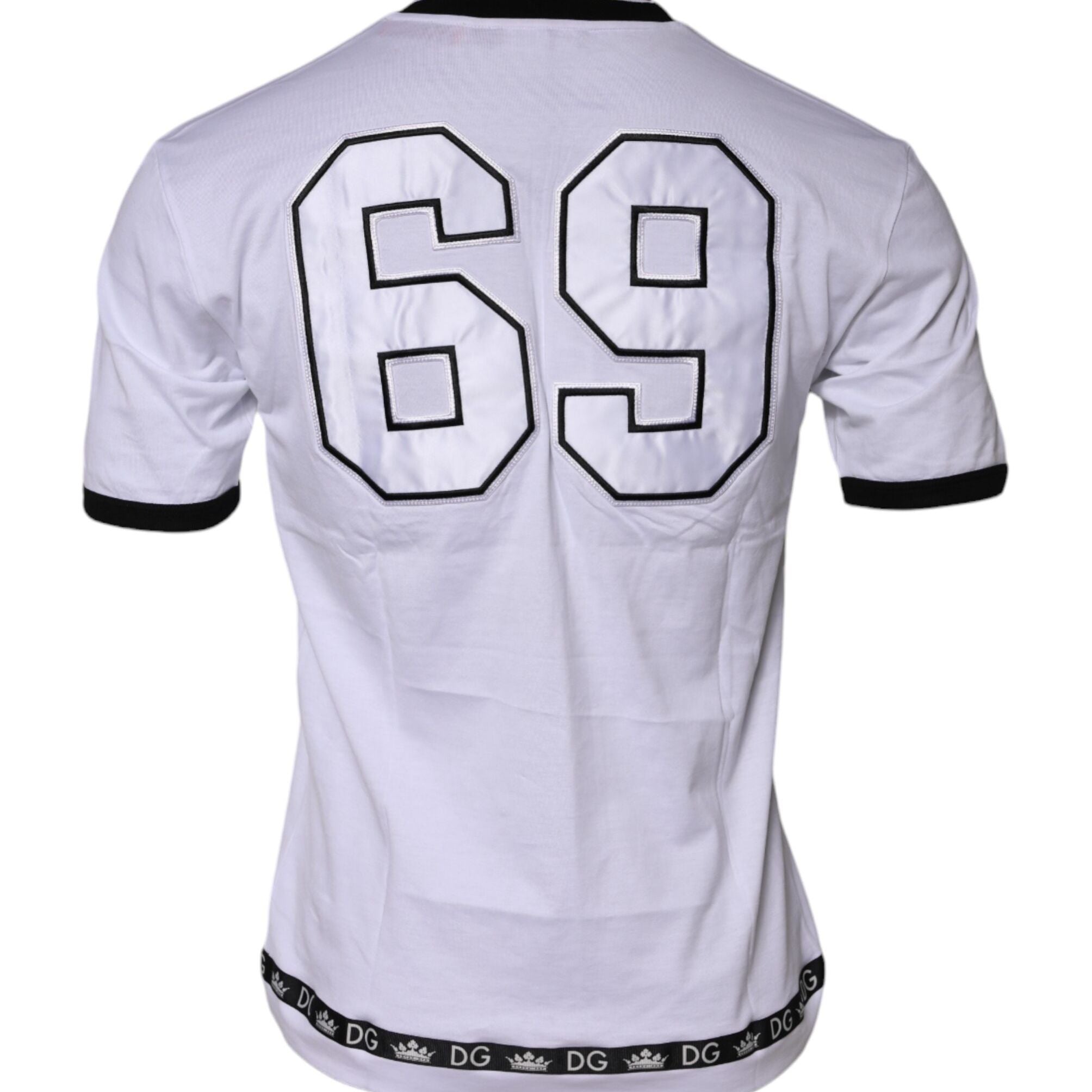 Dolce & Gabbana White Cotton Crown King Embroidery T-shirt