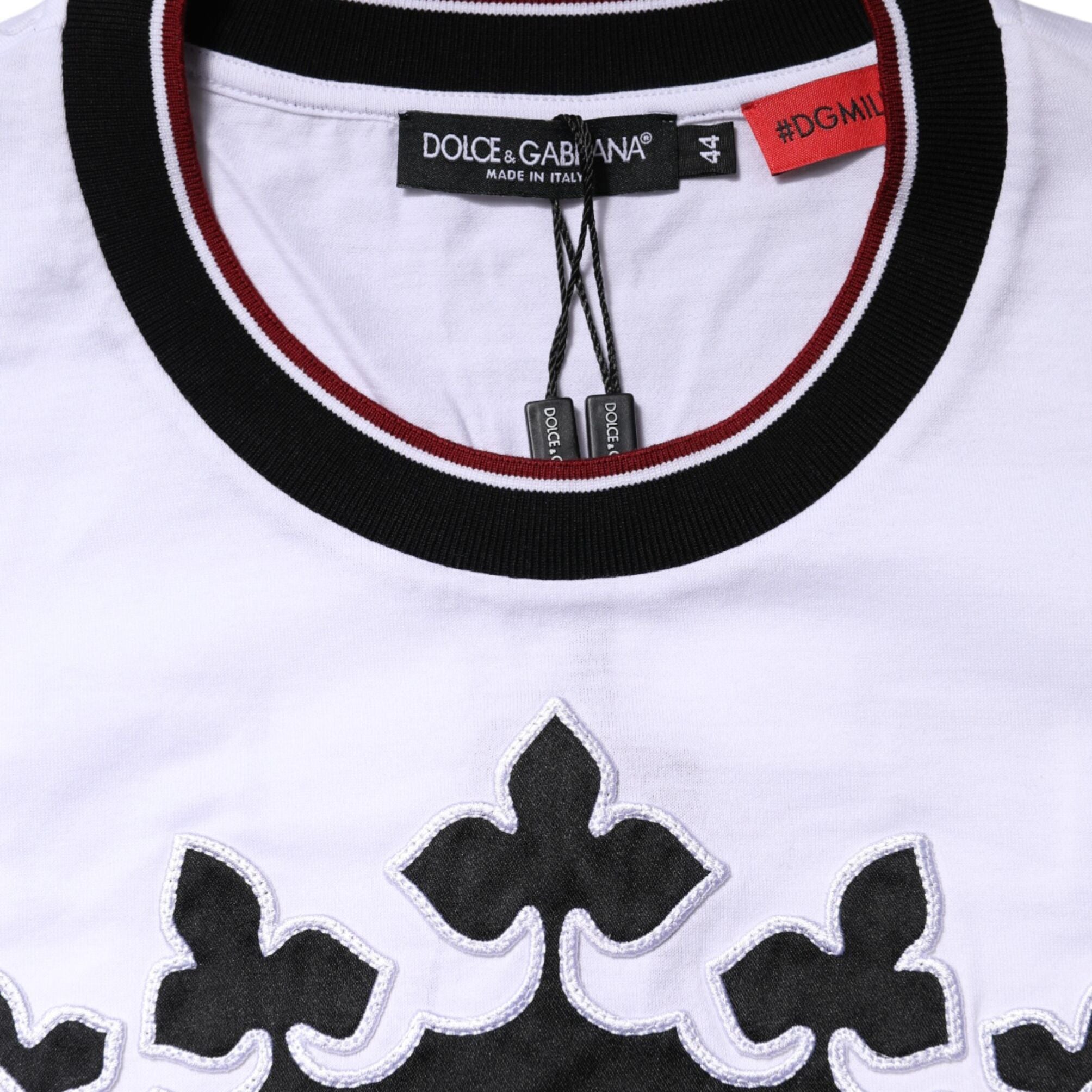 Dolce & Gabbana White Cotton Crown King Embroidery T-shirt