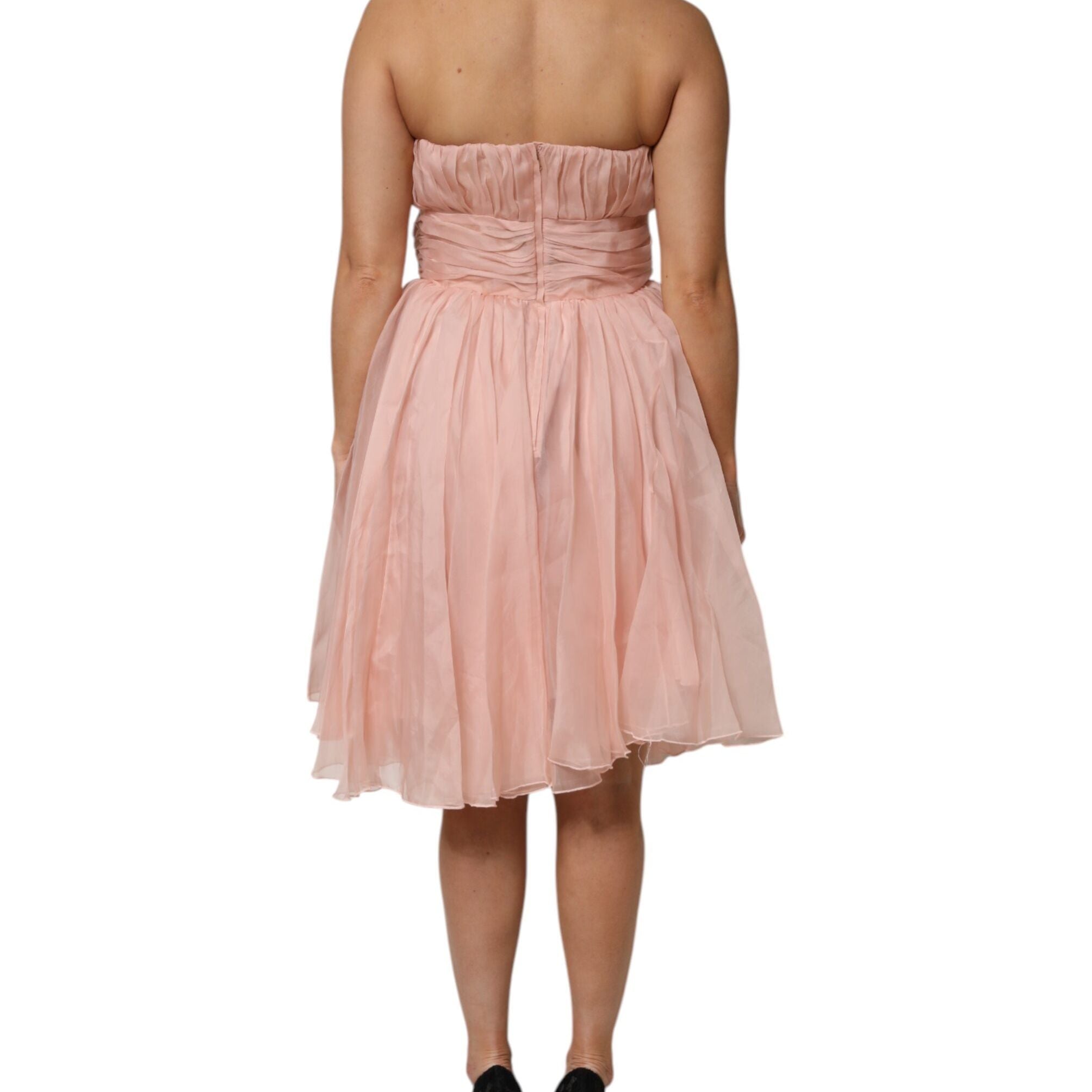 Dolce & Gabbana Pink Silk Chiffon A-line Pleated Midi Dress
