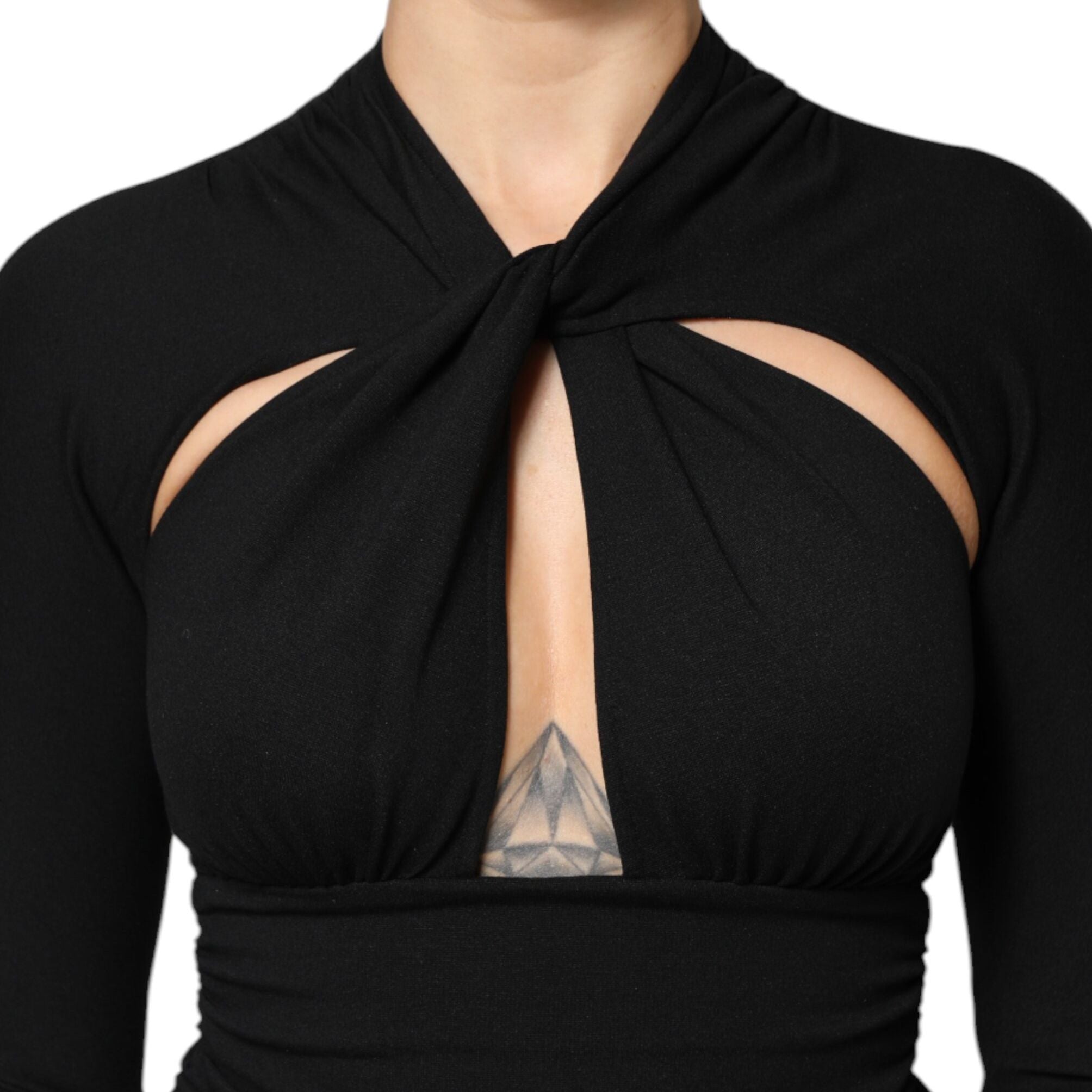 Dolce & Gabbana Black Long Sleeves Sheath Midi Dress