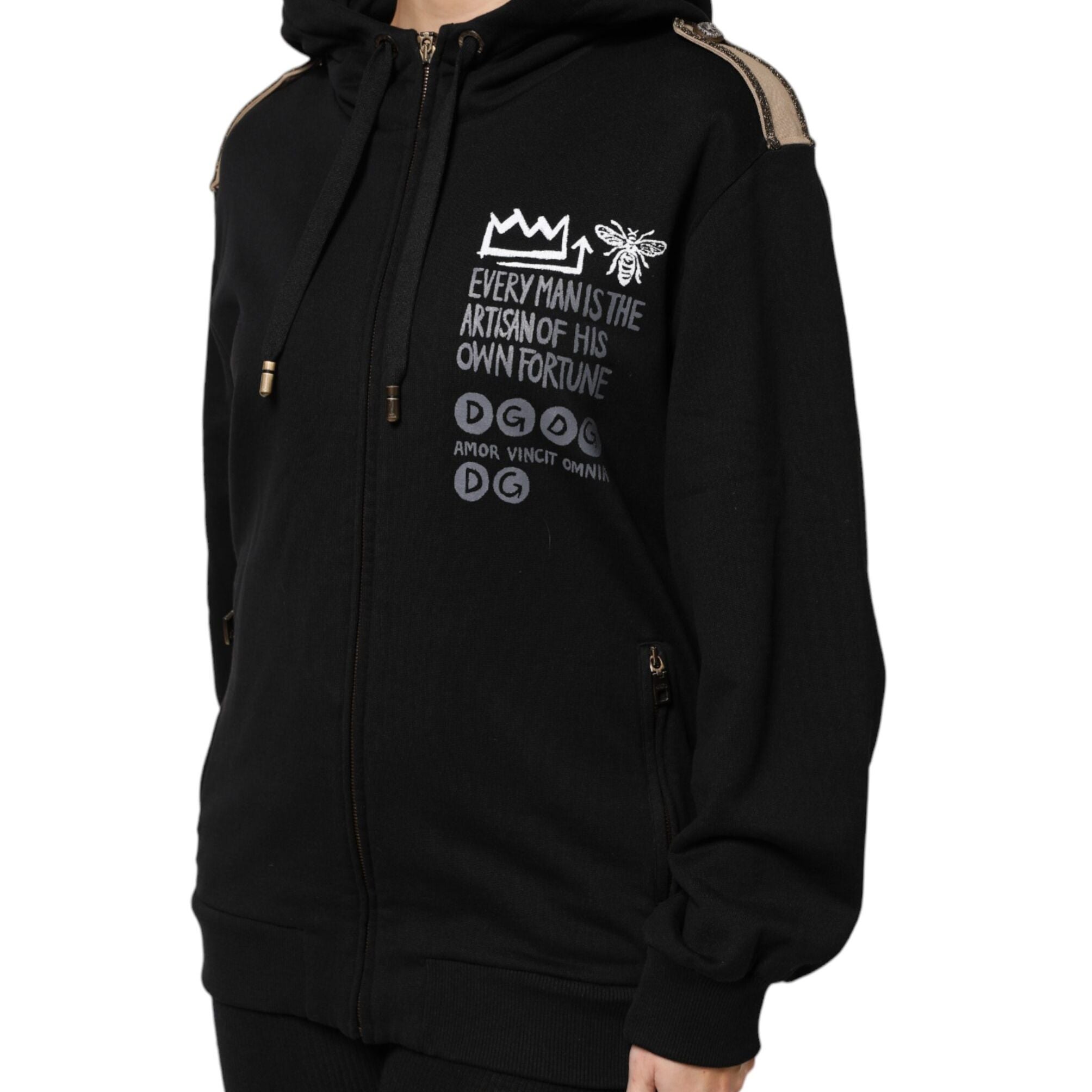 Dolce & Gabbana Black Logo Hooded Full Zip Sweatshirt Jacket
