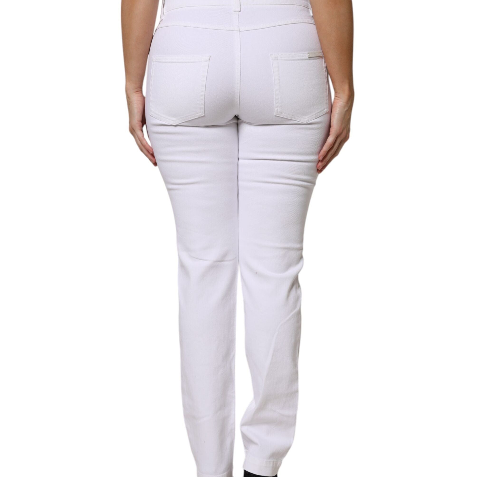 Dolce & Gabbana White Floral Sequined GIRLY Denim Jeans
