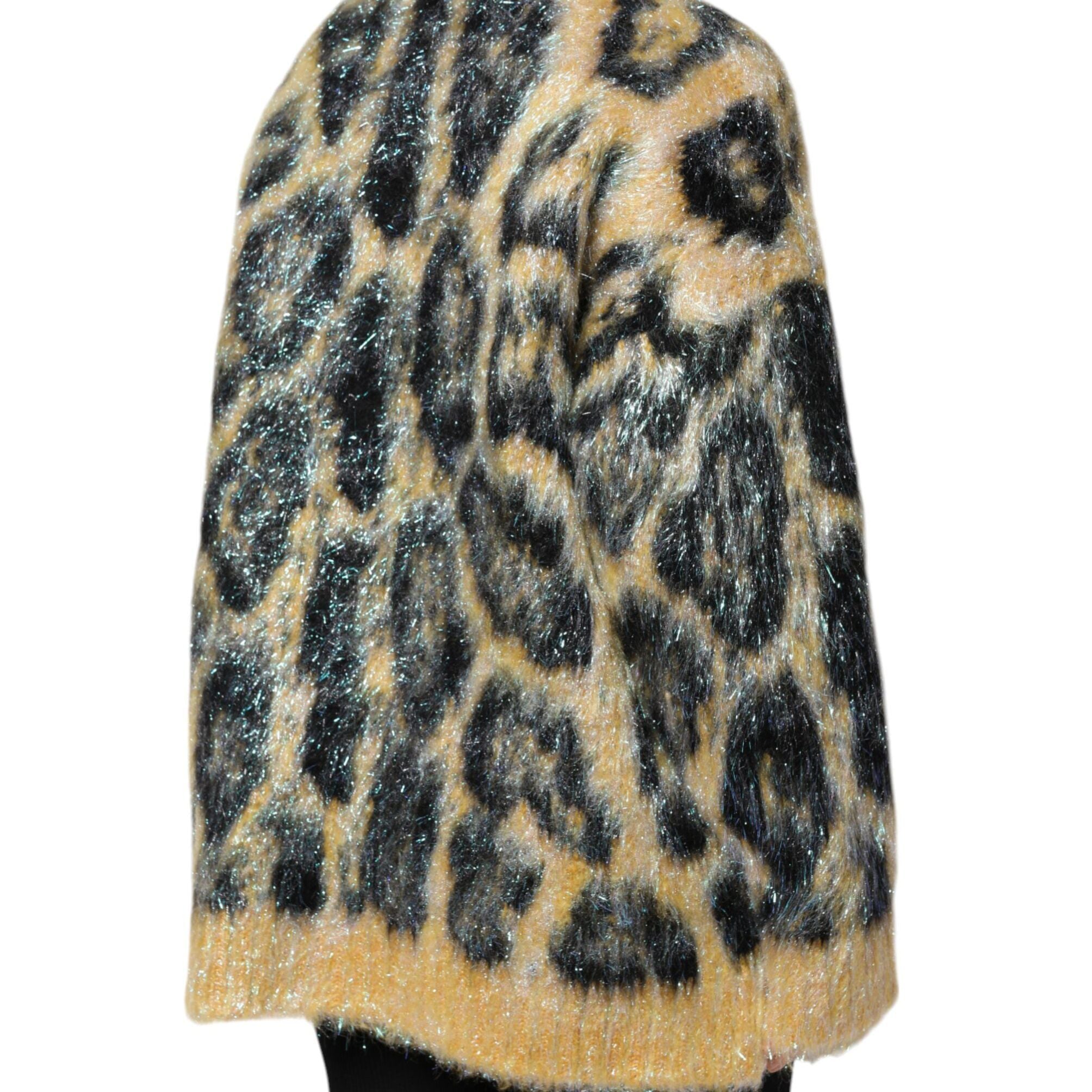 Dolce & Gabbana Multicolor Leopard Mohair Crew Neck Sweater