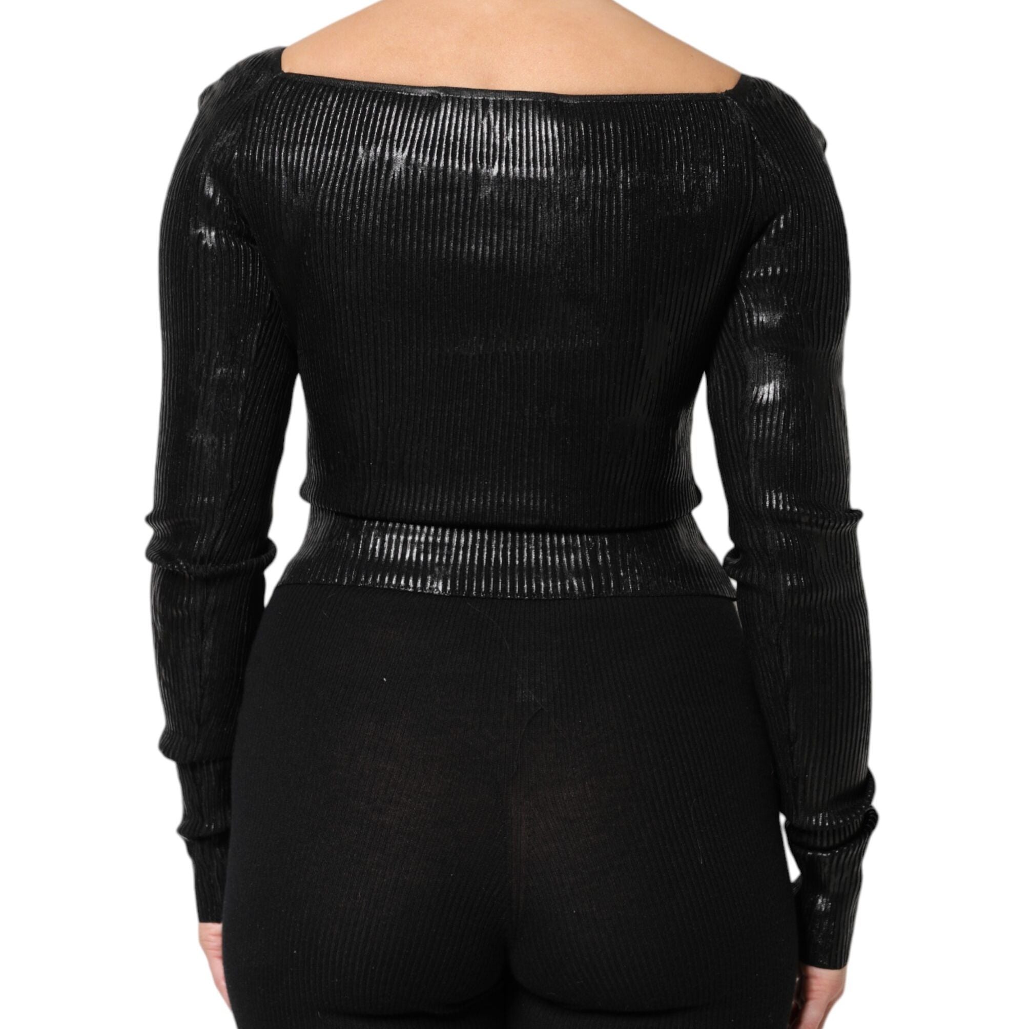 Dolce & Gabbana Black Viscose Long Sleeves Fitted Blouse Top