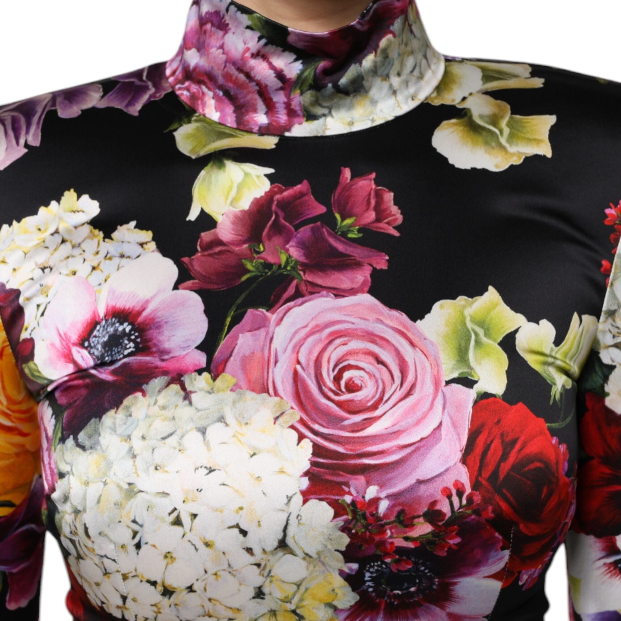 Dolce & Gabbana Multicolor Ortensies Long Sleeves Blouse Top