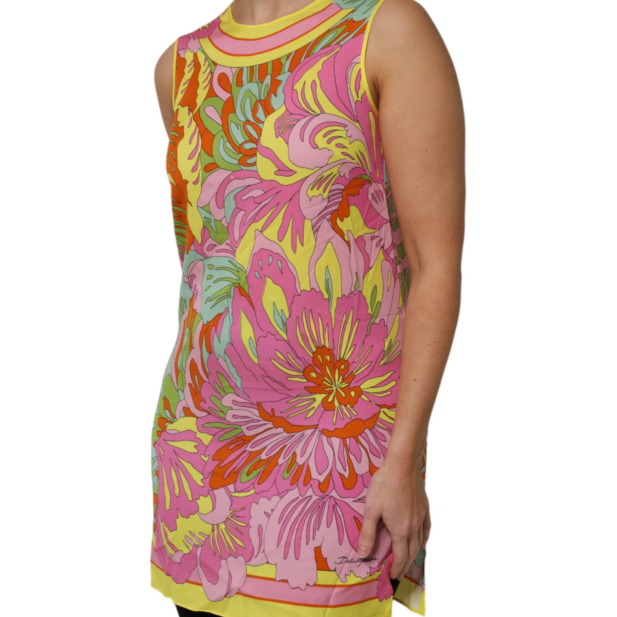 Dolce & Gabbana Multicolor Floral Roundneck Sleeveless Top