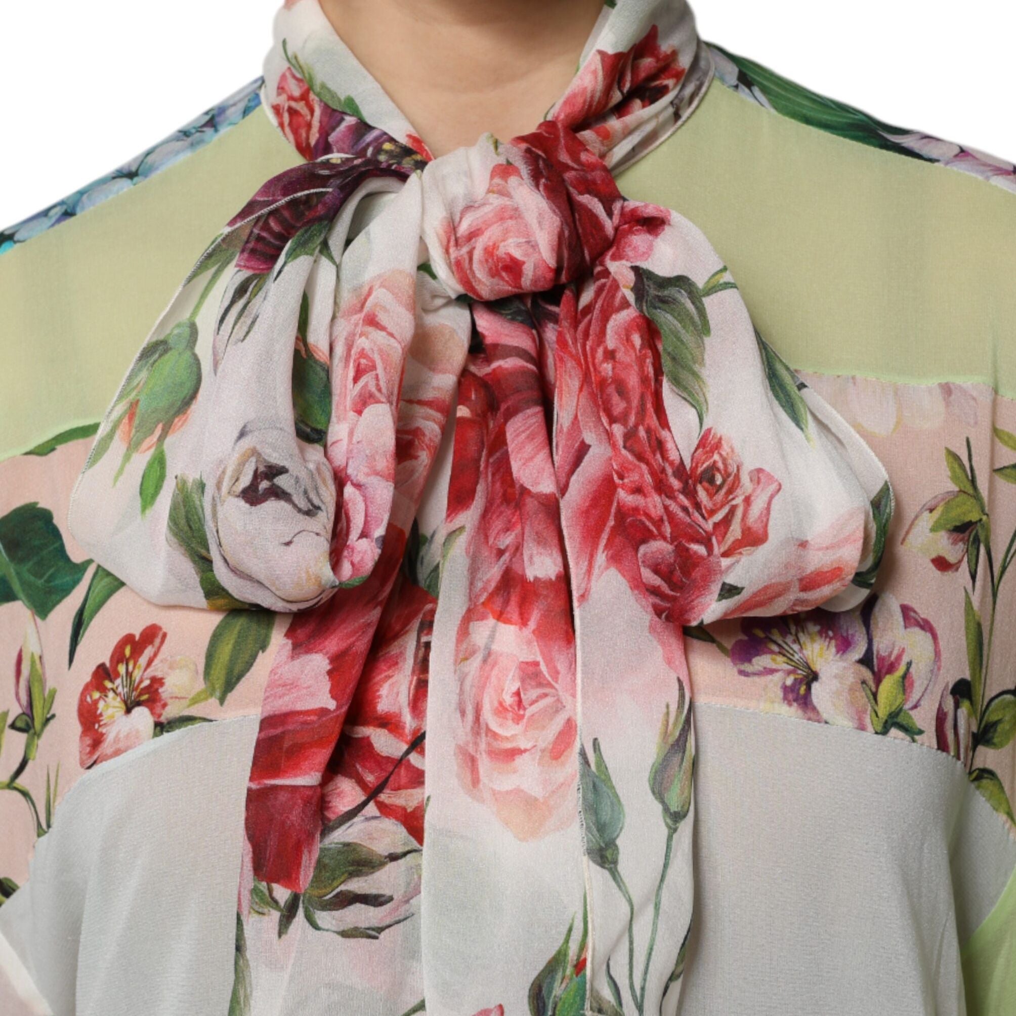 Dolce & Gabbana Multicolor Floral Patchwork Long Sleeves Top