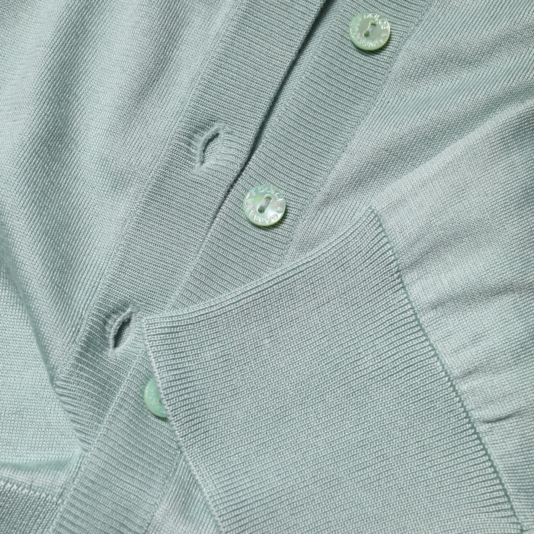 Dolce & Gabbana Light Green Silk Button Down Cardigan Sweater
