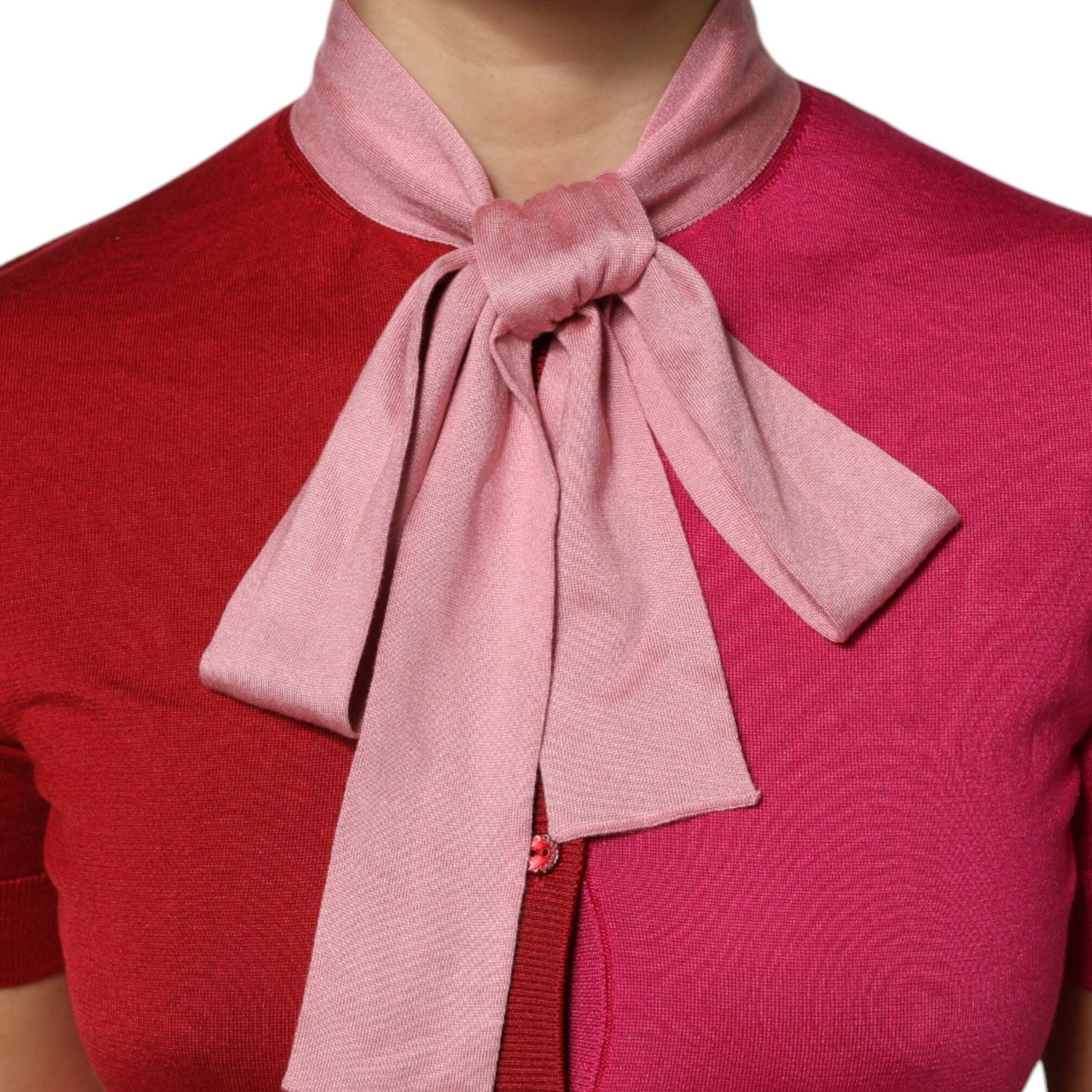 Dolce & Gabbana Pink Short Sleeves Buttoned Ascot Collar Top