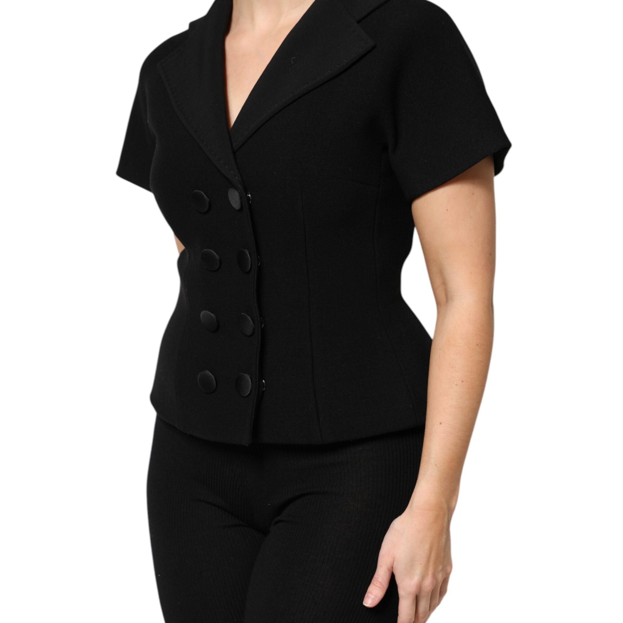 Dolce & Gabbana Black Wool Double Breasted Coat Jacket