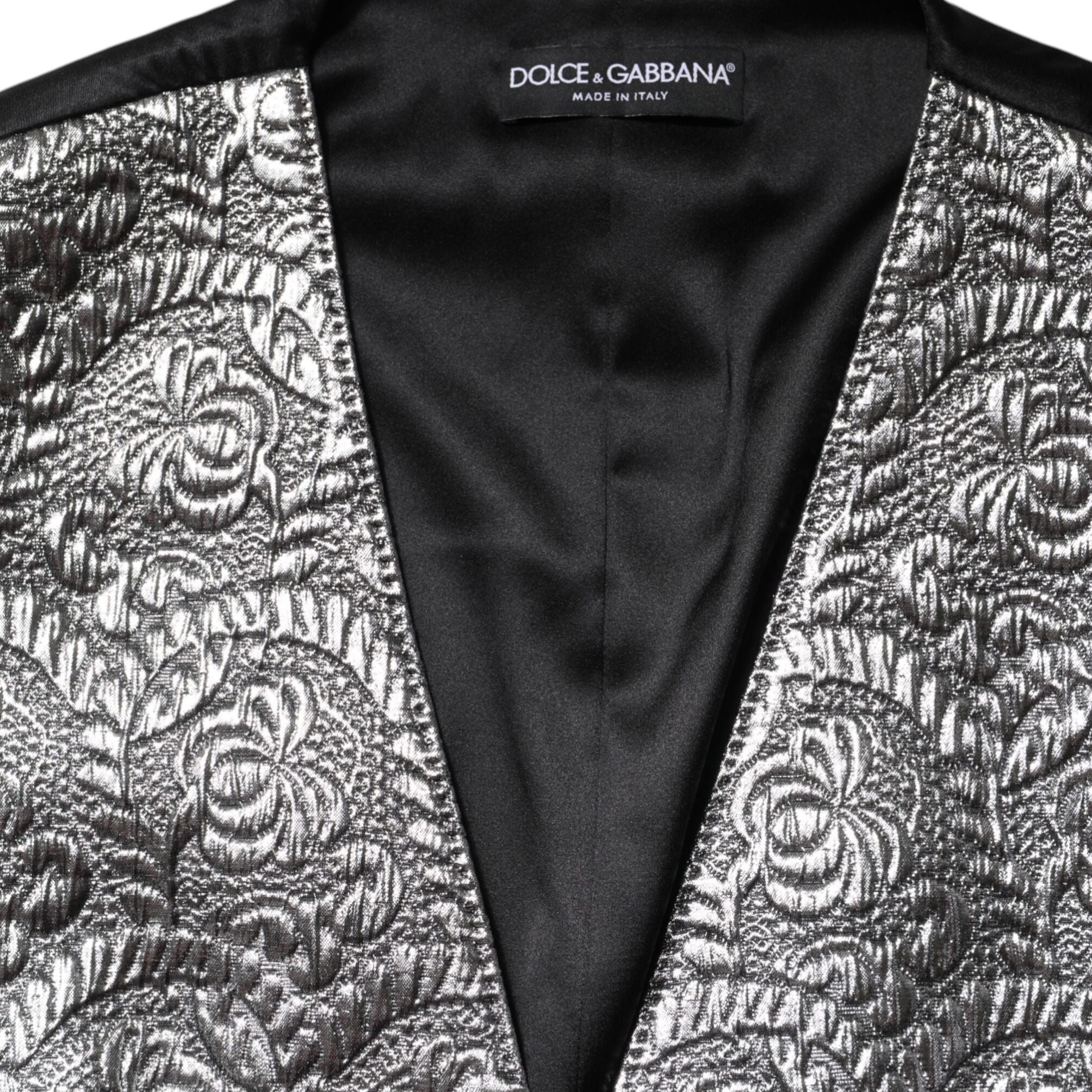 Dolce & Gabbana Silver Floral Jacquard Sleeveless Vest Top