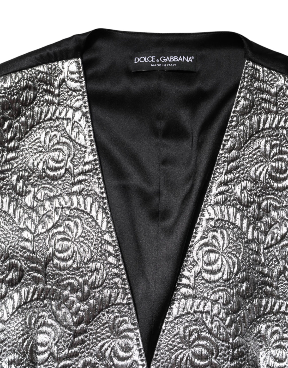 Dolce & Gabbana Silver Floral Jacquard Sleeveless Vest Top