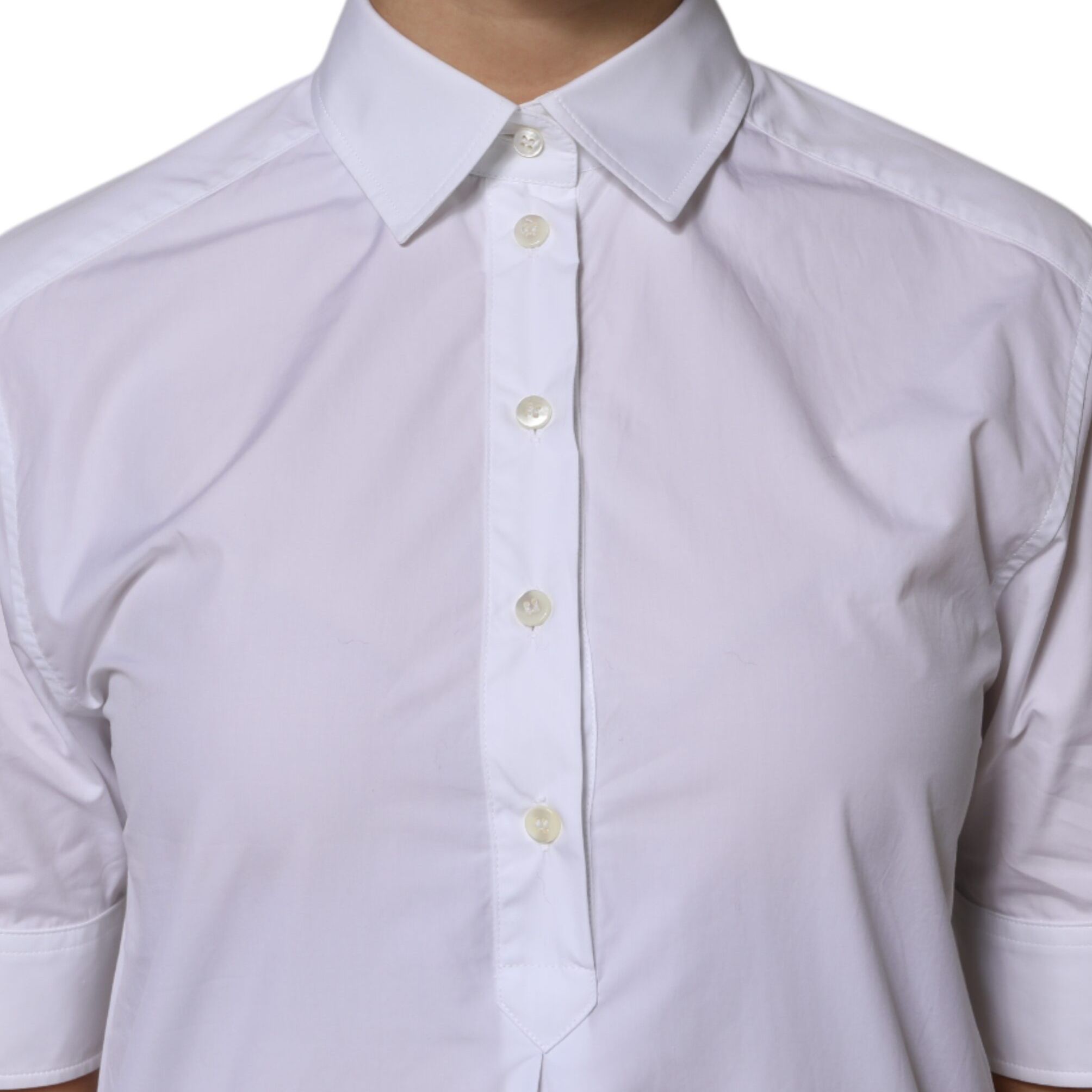 Dolce & Gabbana White Cotton Short Sleeves Collared Polo Top