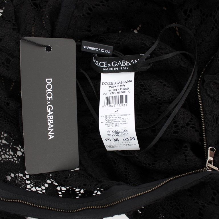 Dolce & Gabbana Black Ricamo Knitted Full Length Maxi Dress