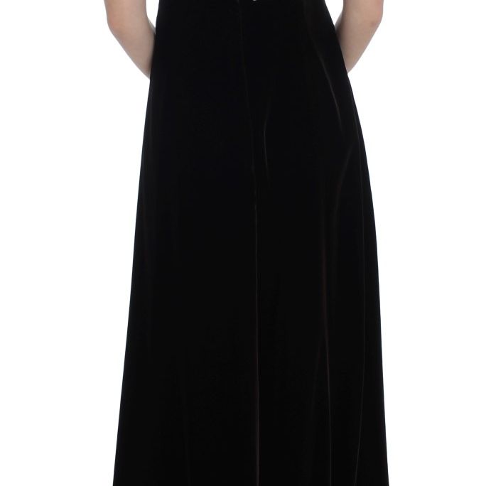 Dolce & Gabbana Brown Velvet Crystal Sheath Gown Dress
