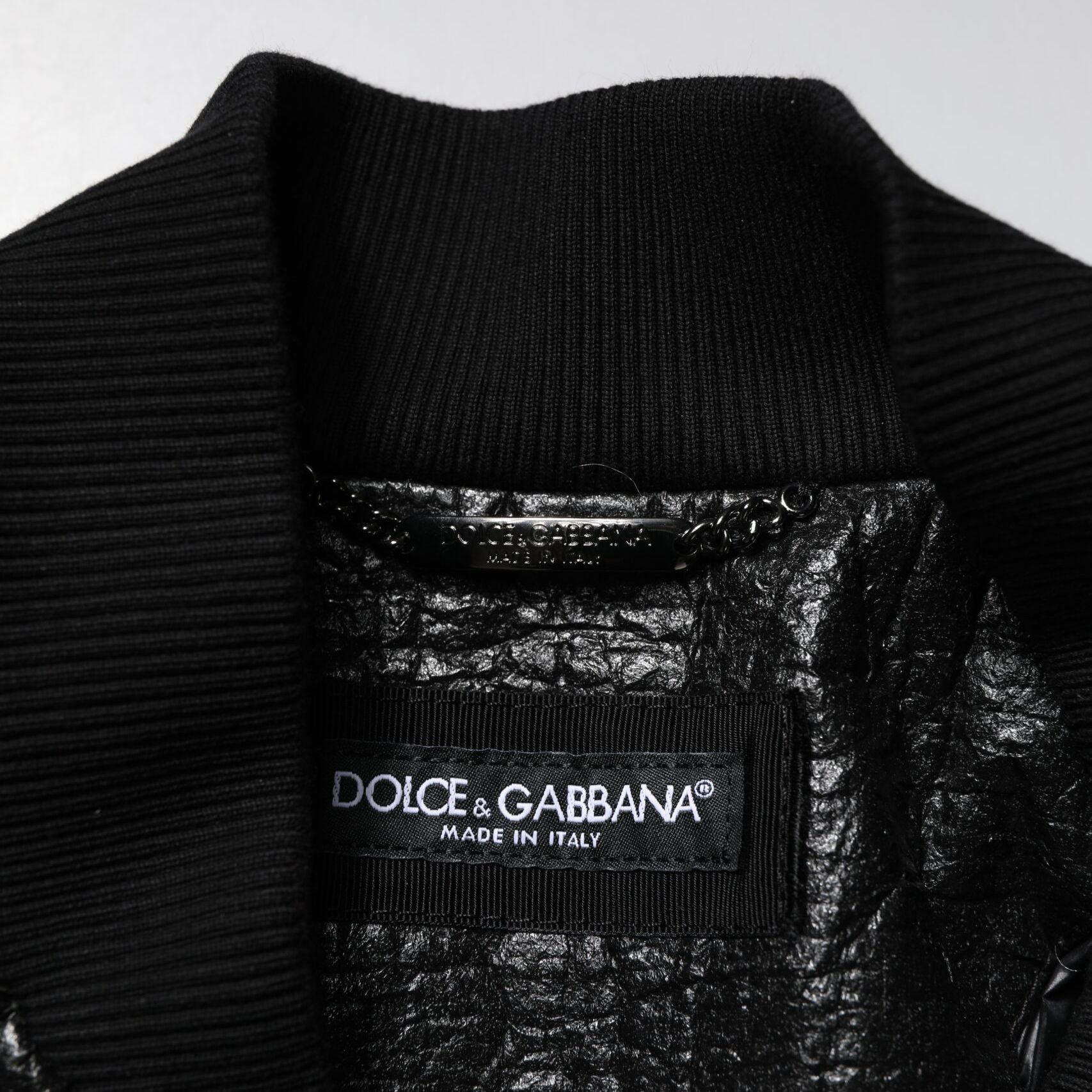 Dolce & Gabbana Black Logo Plaque Bomber Full Zipper Jacket