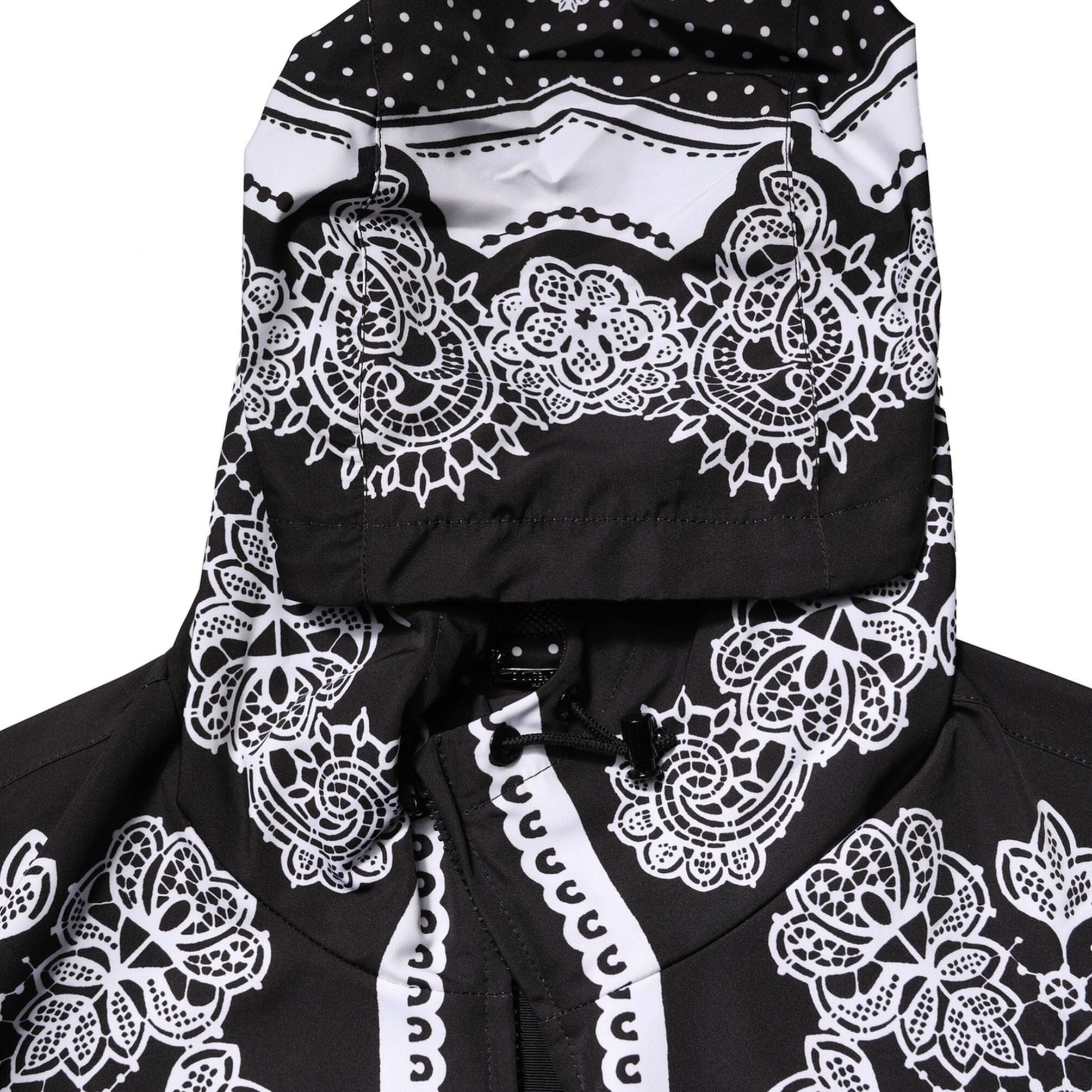 Dolce & Gabbana Black Bandana Print Hooded Bomber Jacket