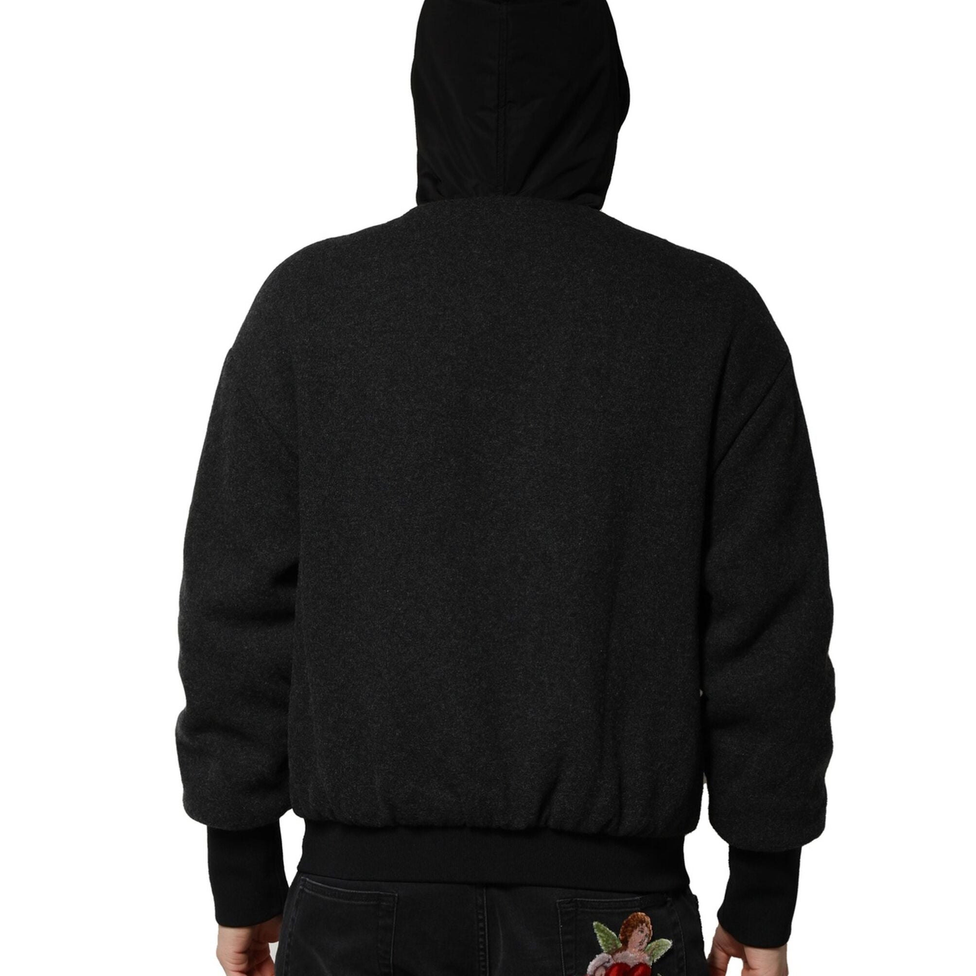 Dolce & Gabbana Black DG Logo Plaque Hooded Bomber Jacket
