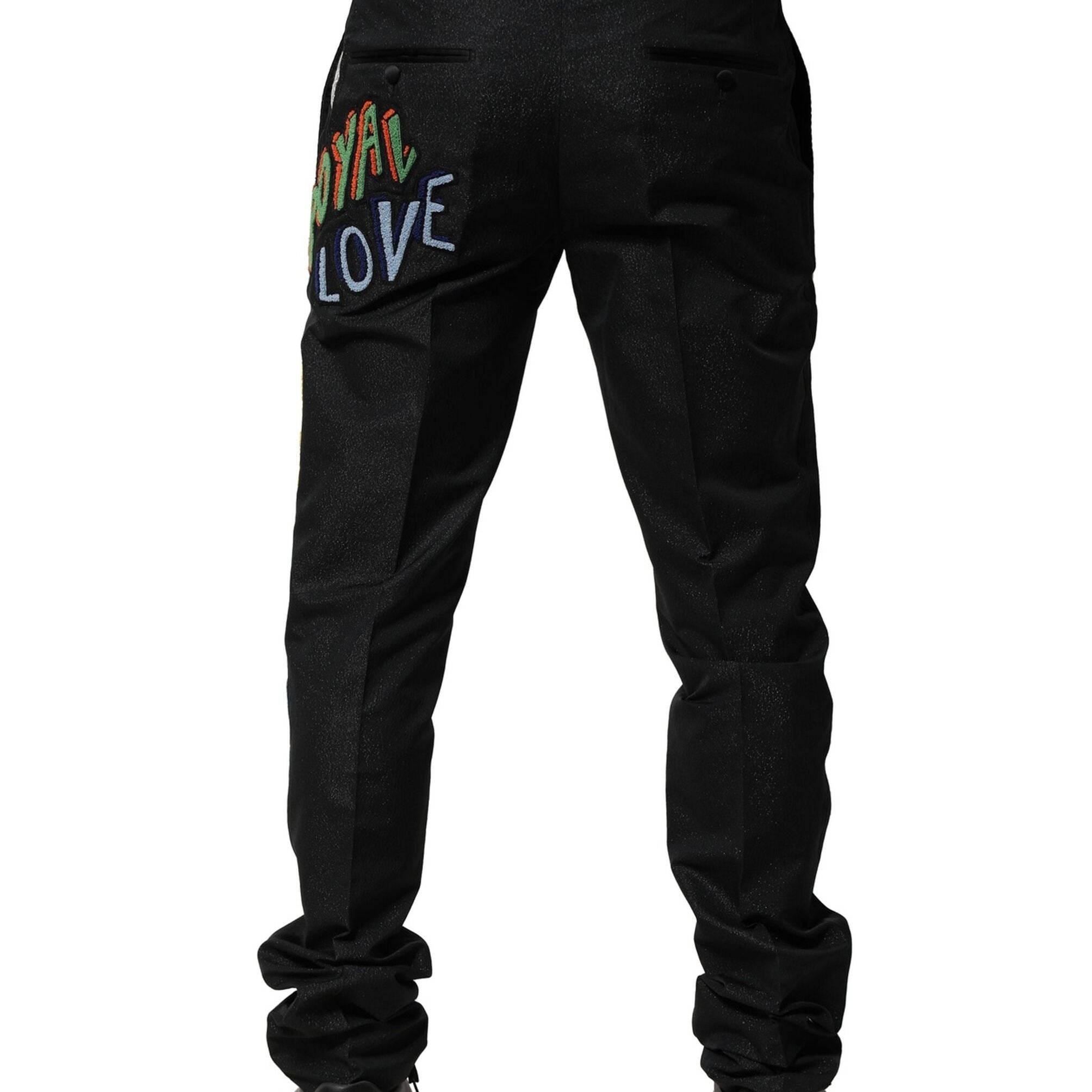 Dolce & Gabbana Black Graphic Embroidery Men Pants