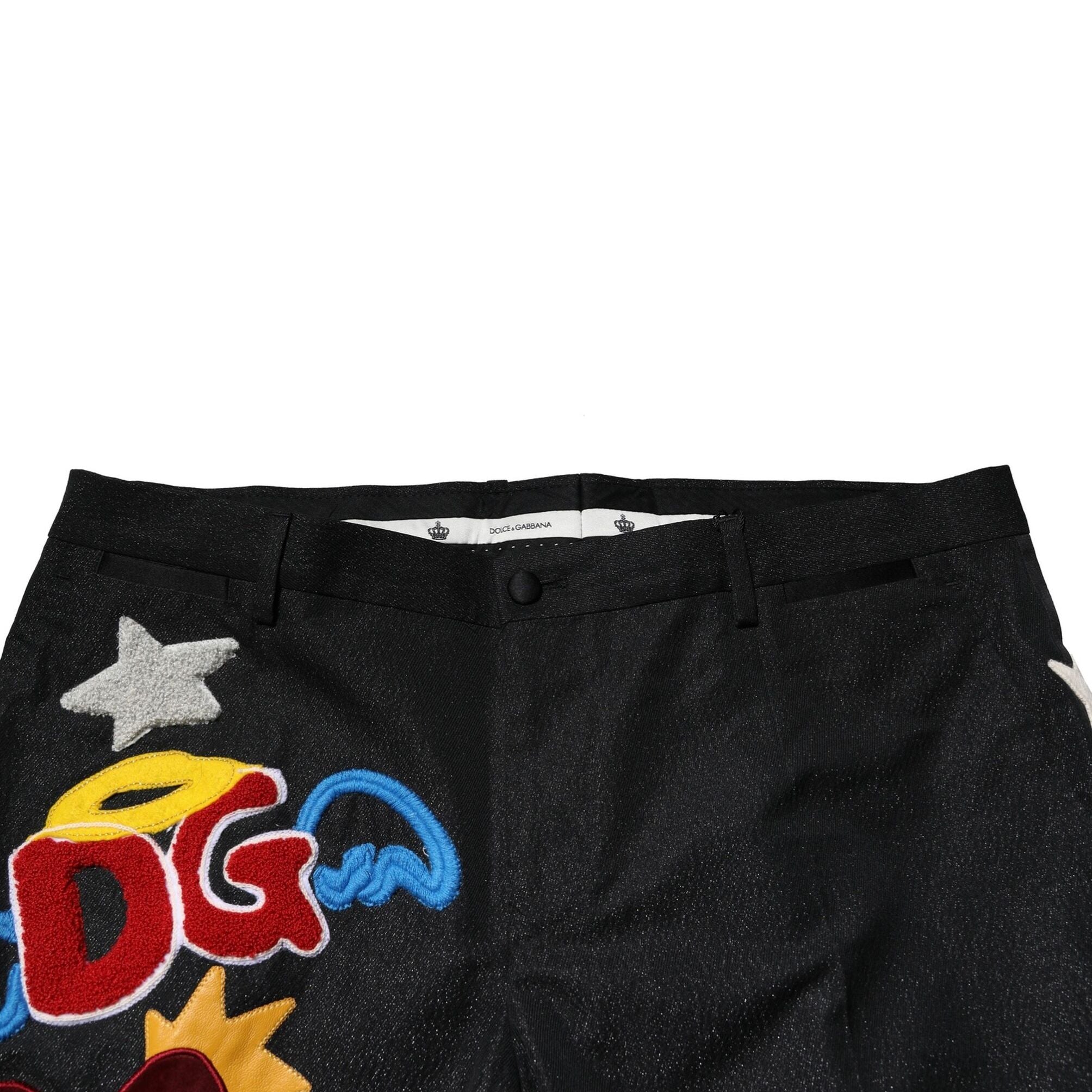 Dolce & Gabbana Black Graphic Embroidery Men Pants