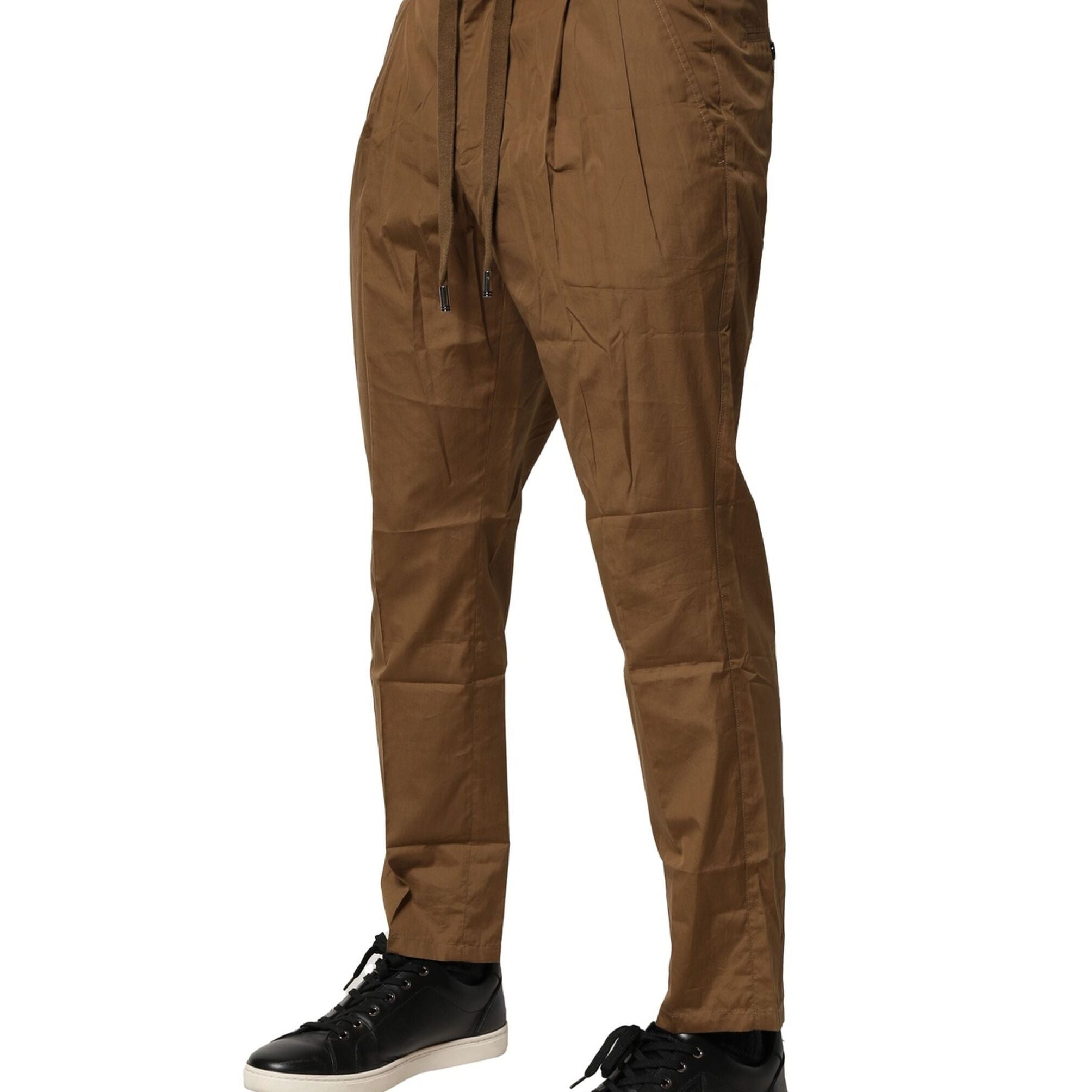 Dolce & Gabbana Brown Cotton Chino Mid Waist Men Pants