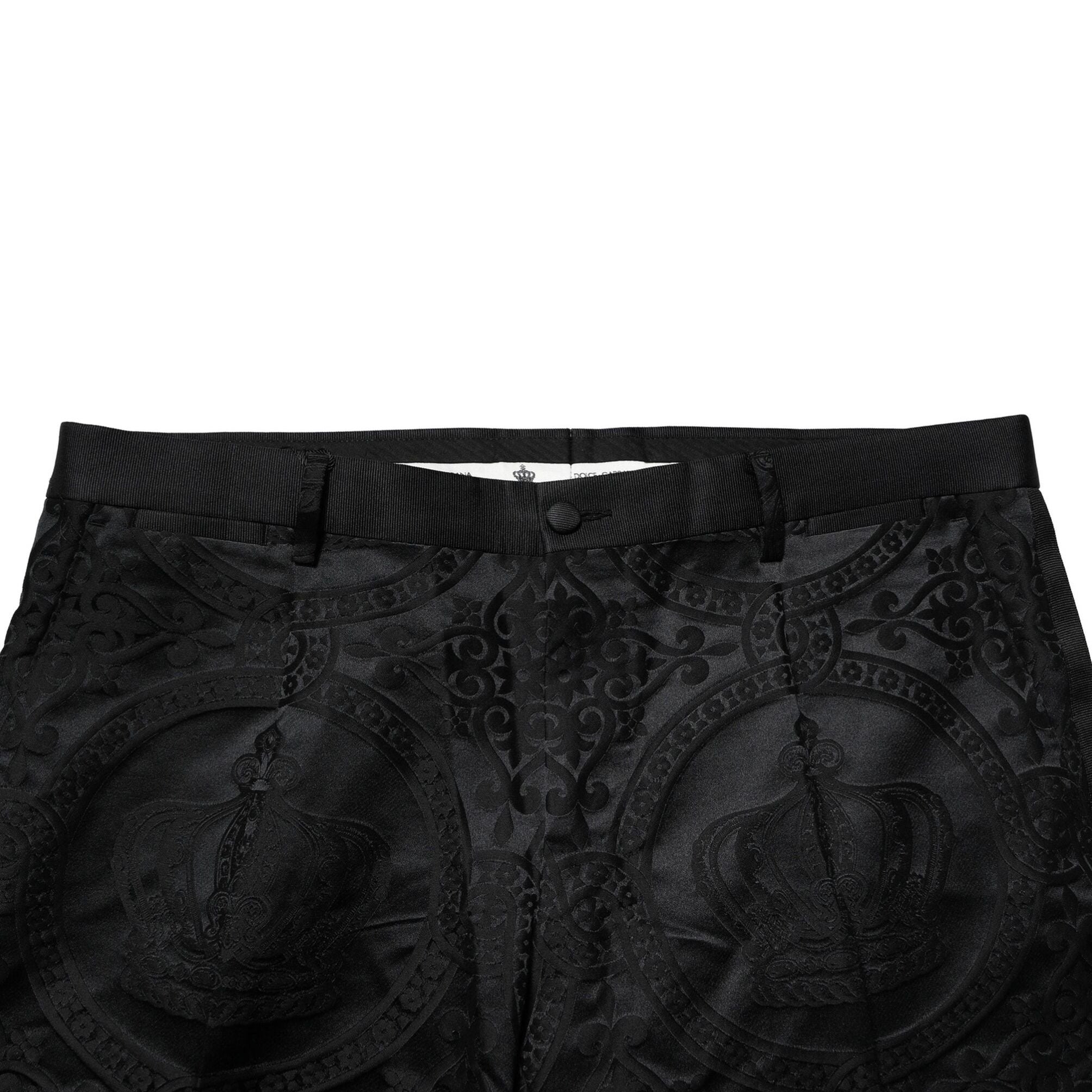 Dolce & Gabbana Black Cotton DG Crown Dress Pants