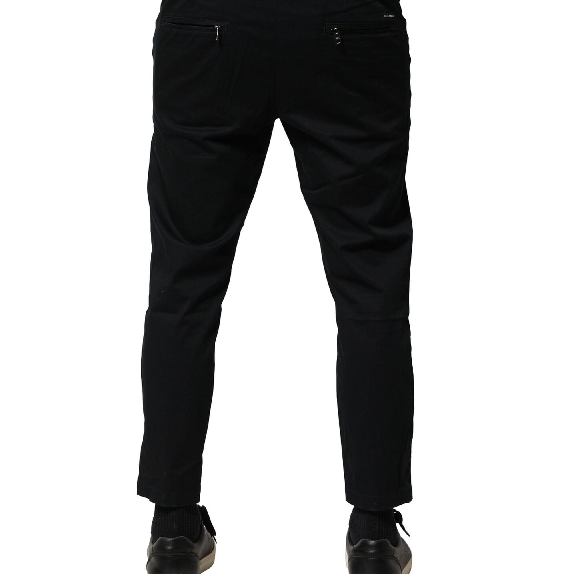 Dolce & Gabbana Black Cotton Mid Waist Jogger Pants
