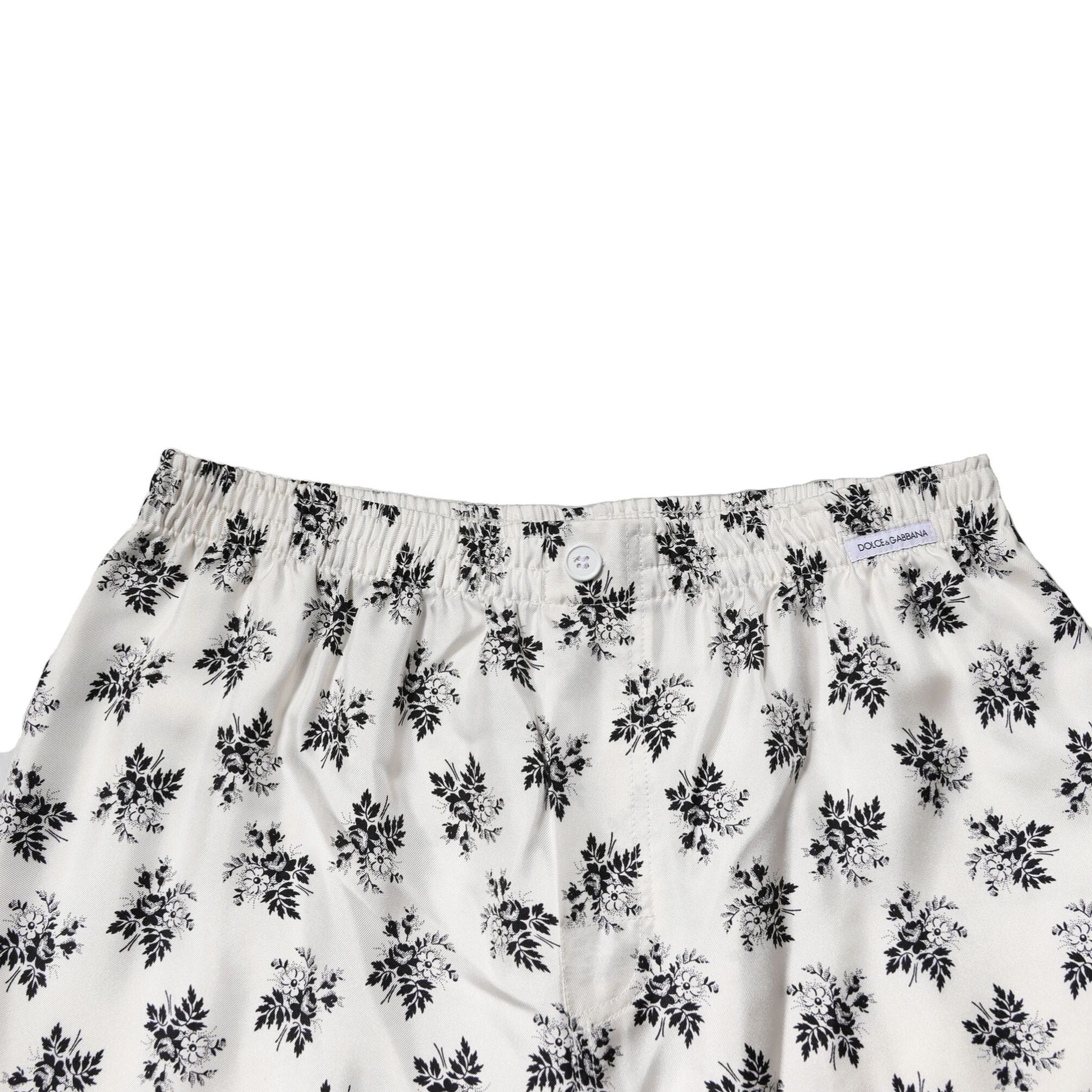 Dolce & Gabbana White Floral Silk Casual Lounge Pants